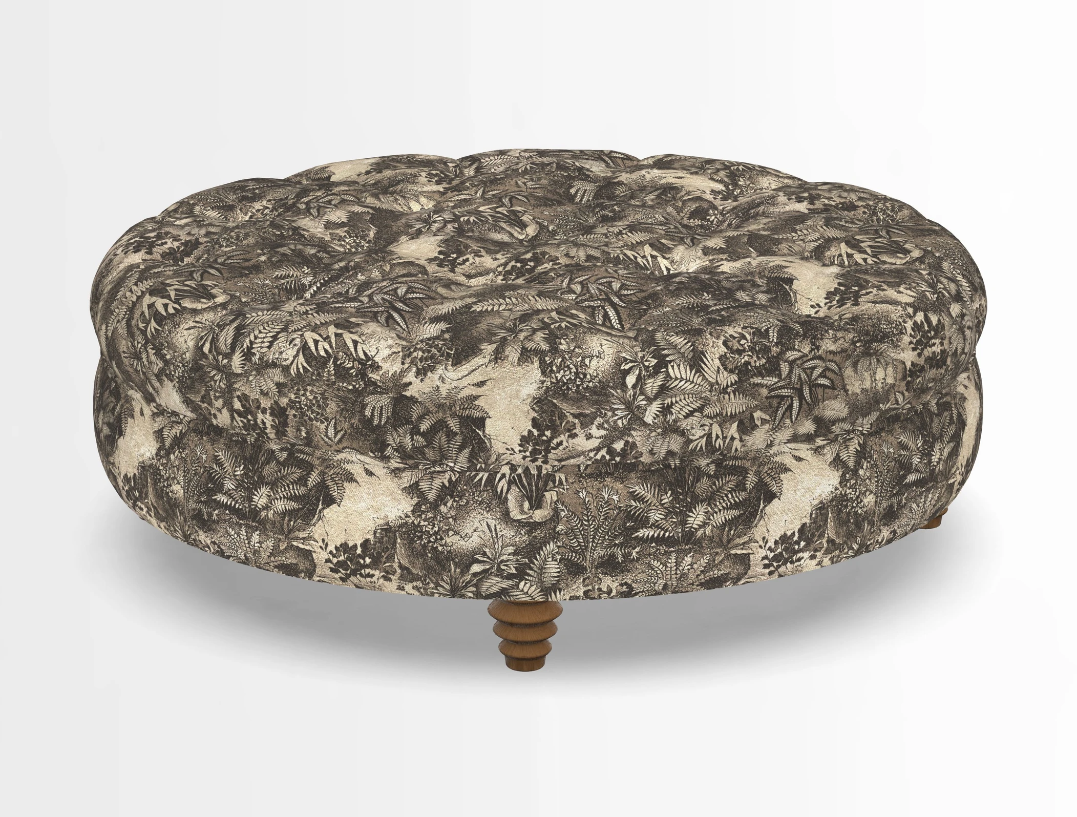 Helmsley Round Footstool in Linwood Omega Velvet Navy