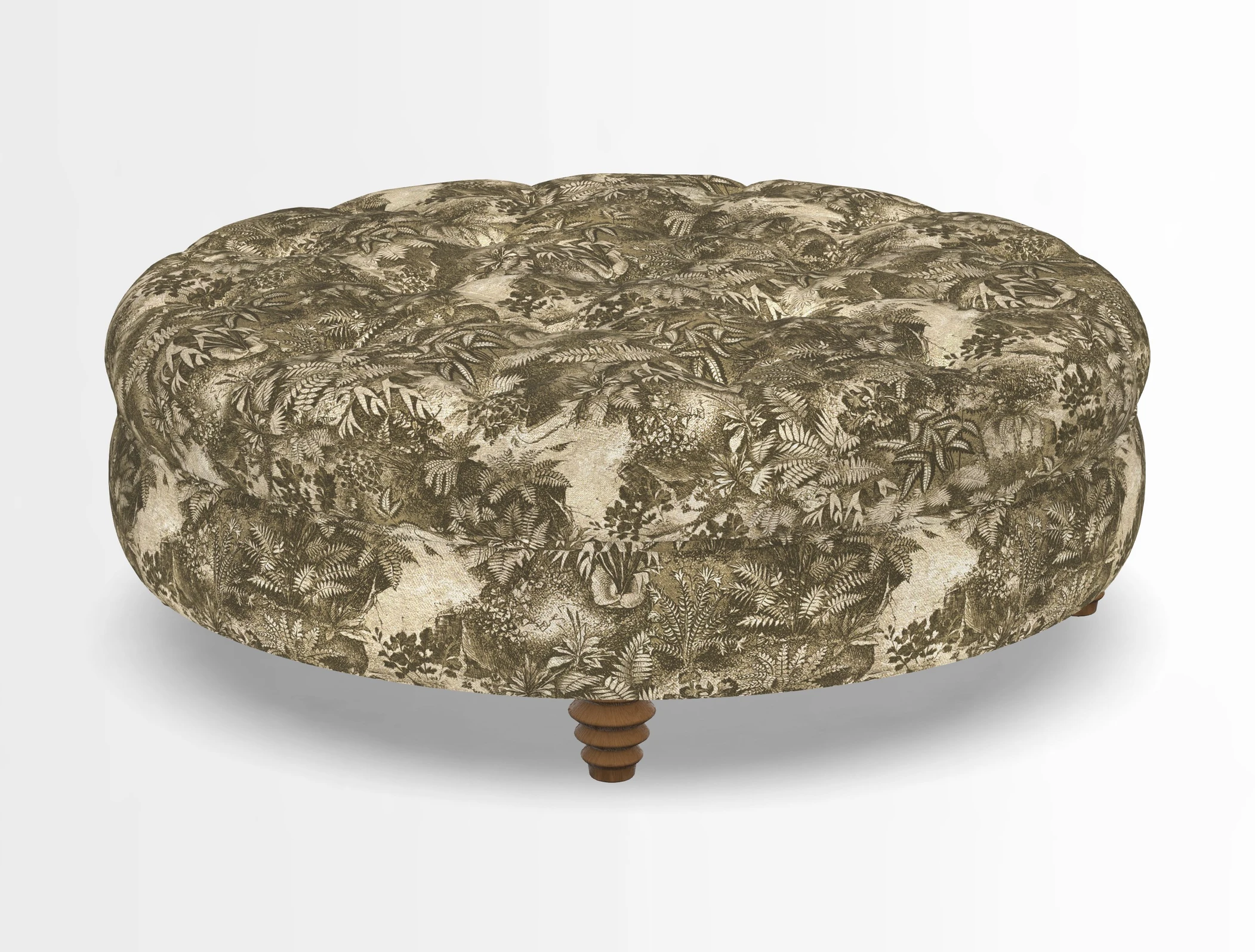 Helmsley Round Footstool in Linwood Omega Velvet Navy