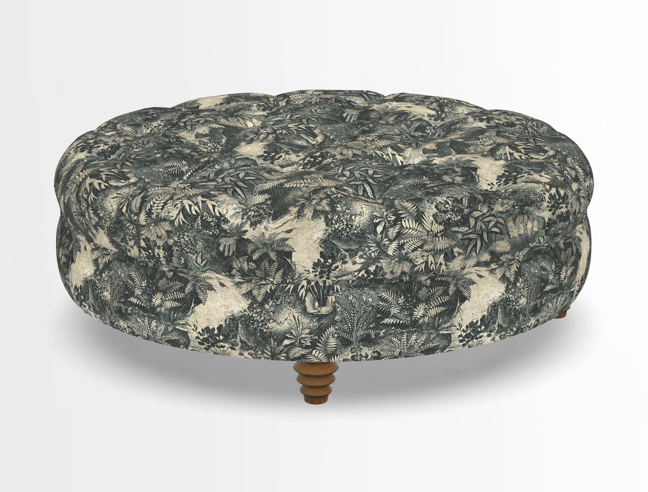 Helmsley Round Footstool in Linwood Omega Velvet Navy