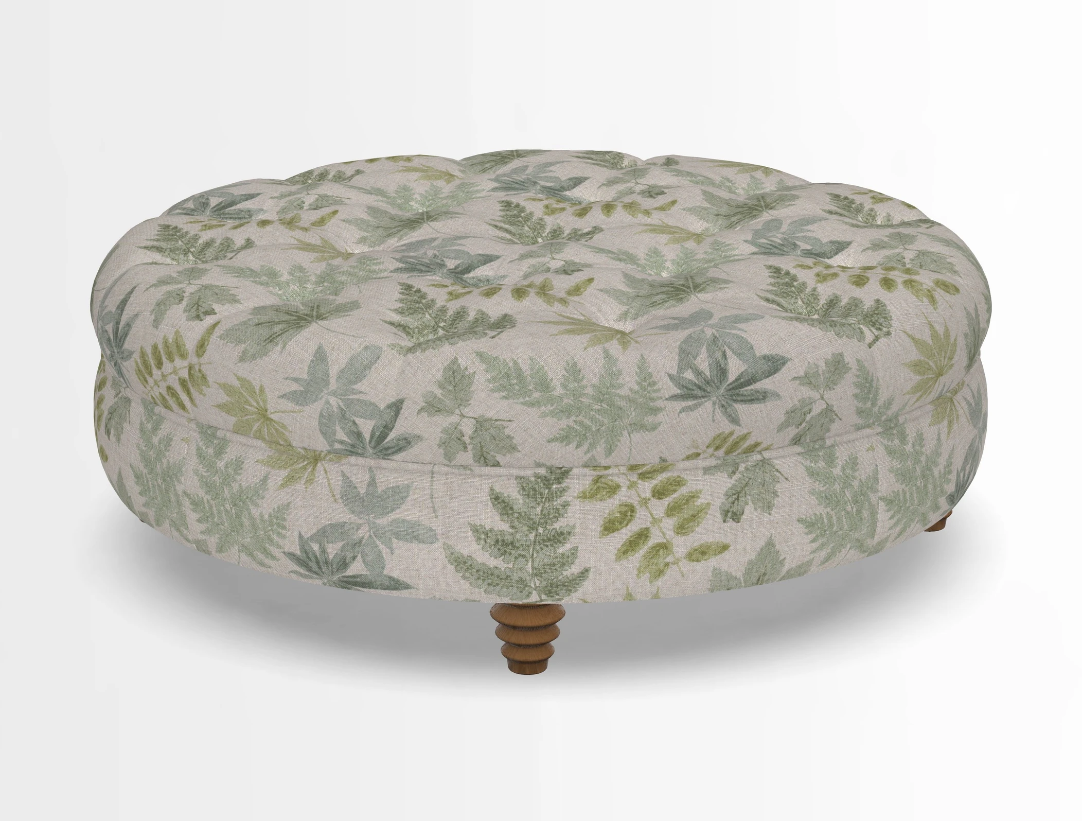 Helmsley Round Footstool in Linwood Omega Velvet Navy