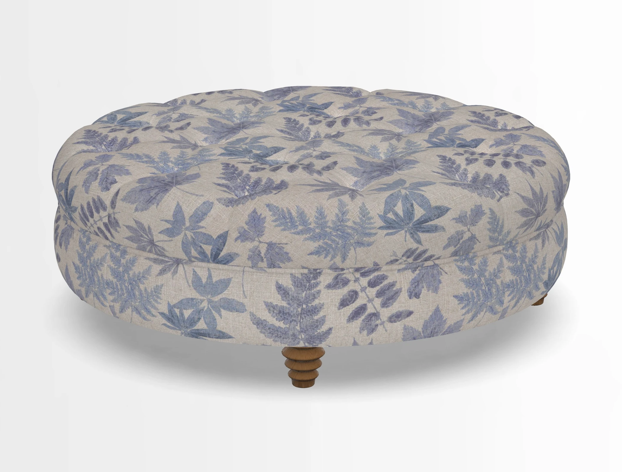 Helmsley Round Footstool in Linwood Omega Velvet Navy