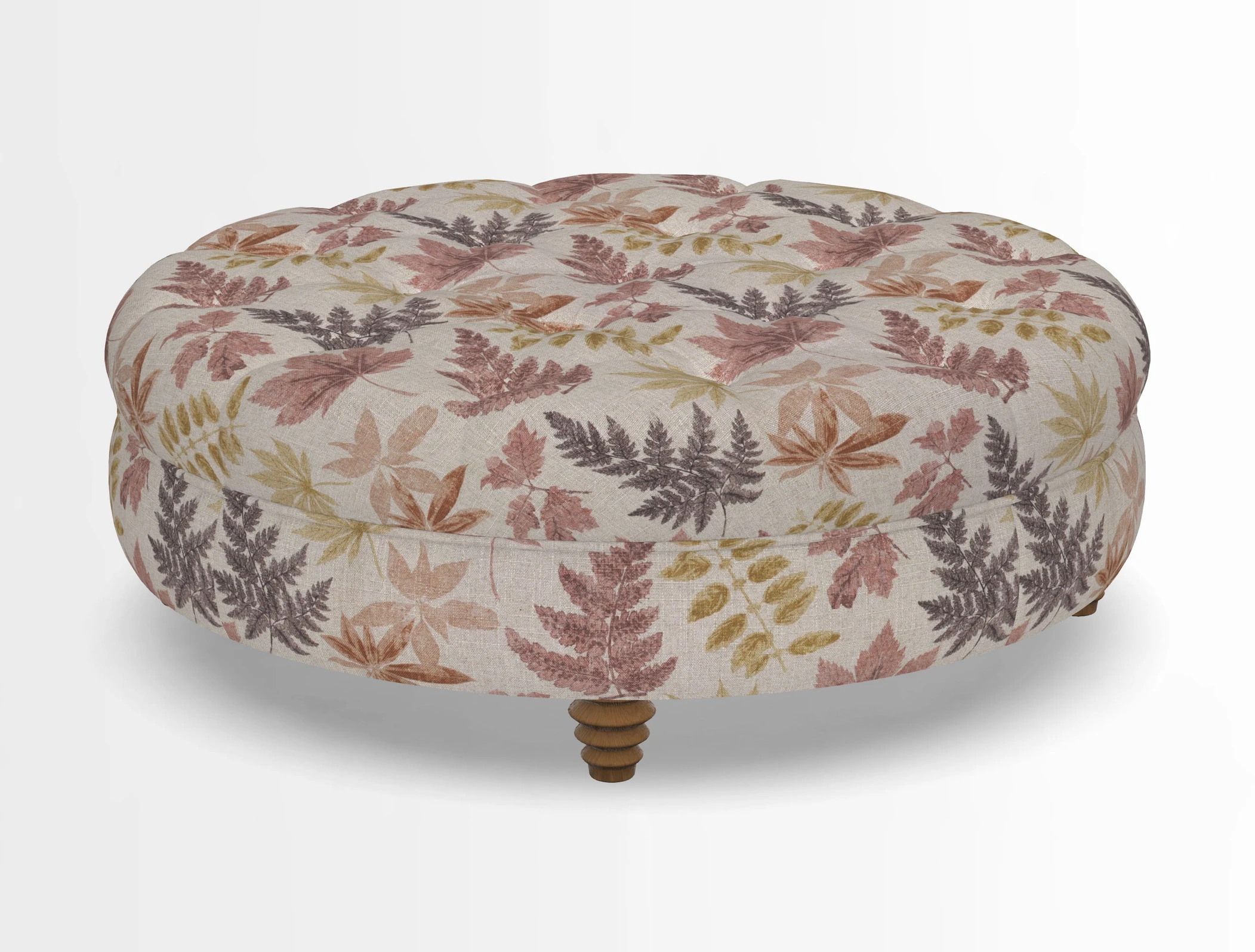 Helmsley Round Footstool in Linwood Omega Velvet Navy