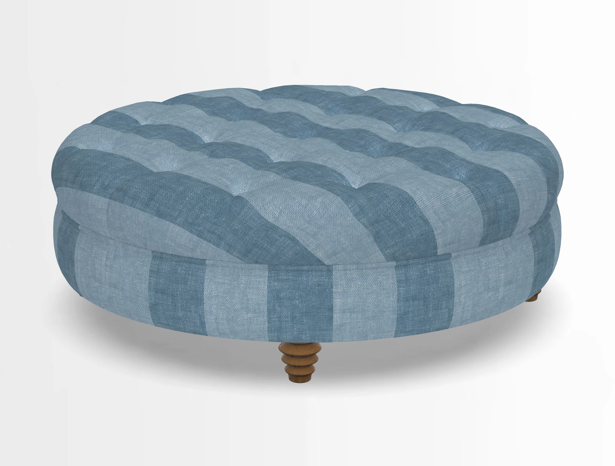 Helmsley Round Footstool in Linwood Omega Velvet Navy