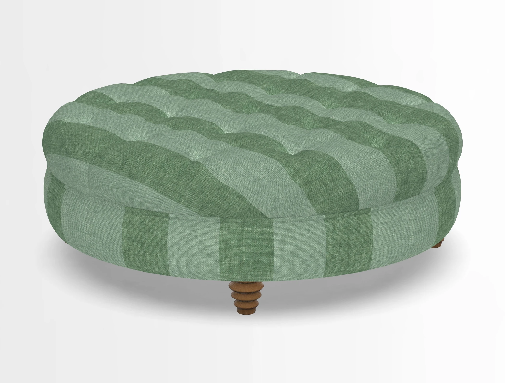 Helmsley Round Footstool in Linwood Omega Velvet Navy
