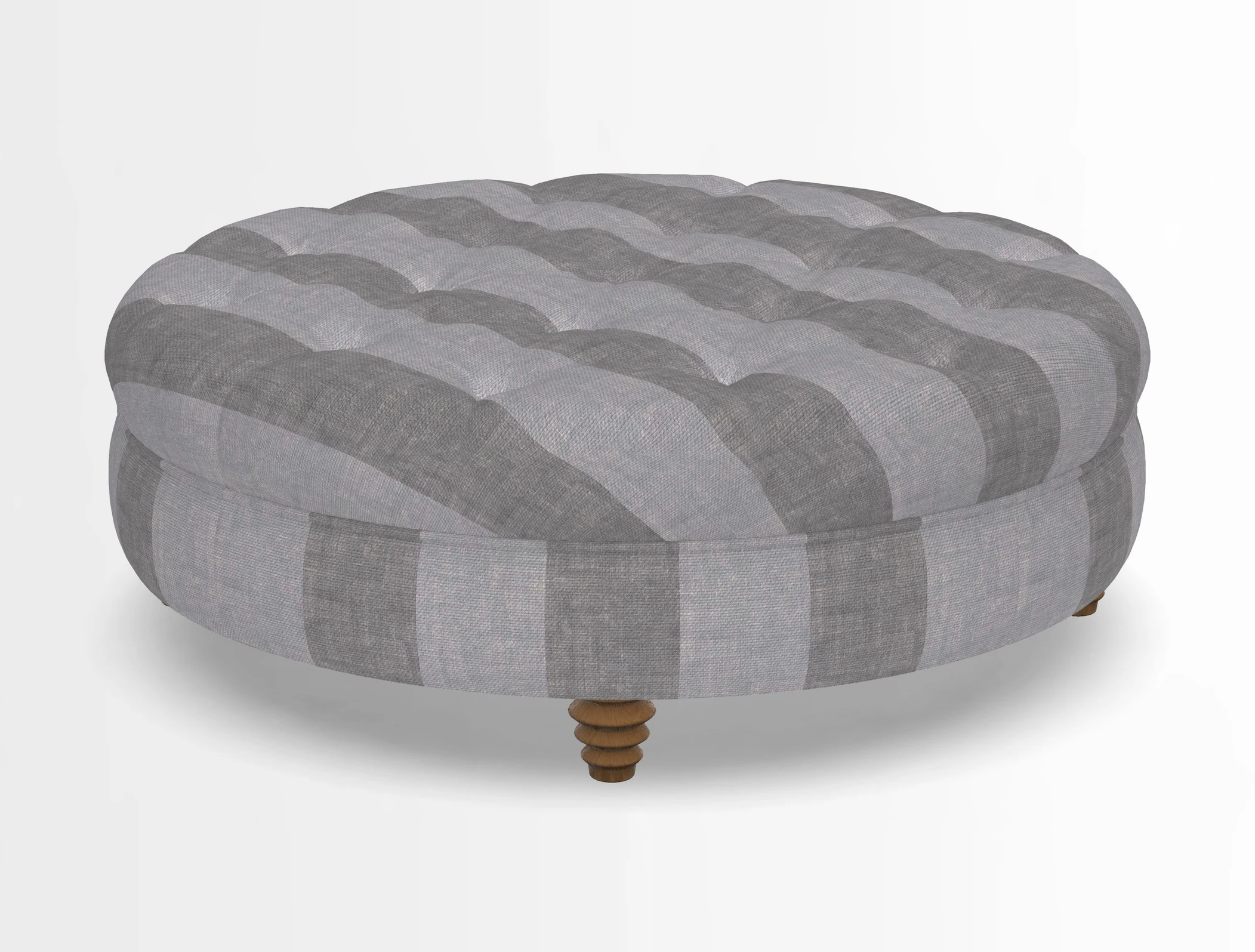 Helmsley Round Footstool in Linwood Omega Velvet Navy