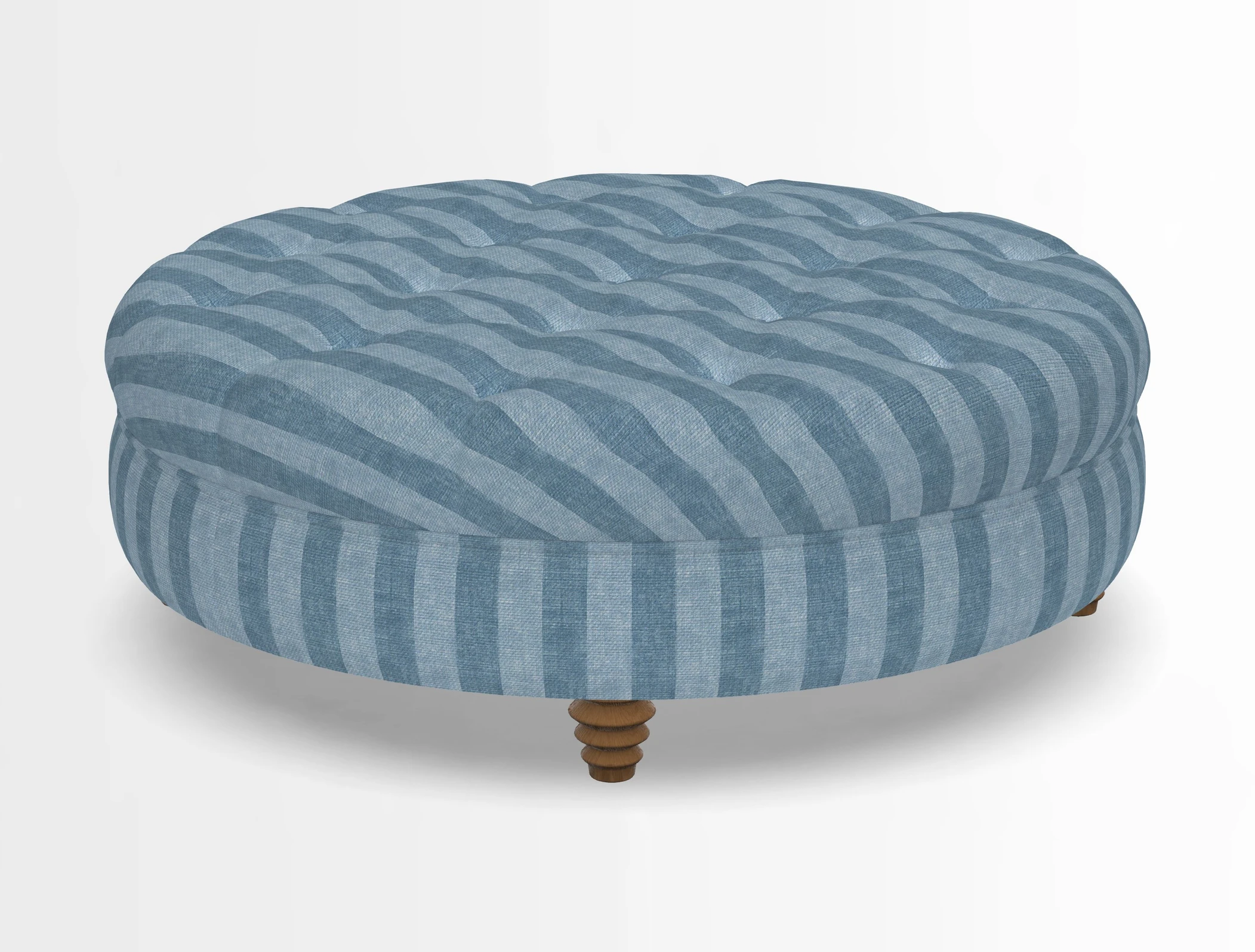 Helmsley Round Footstool in Linwood Omega Velvet Navy