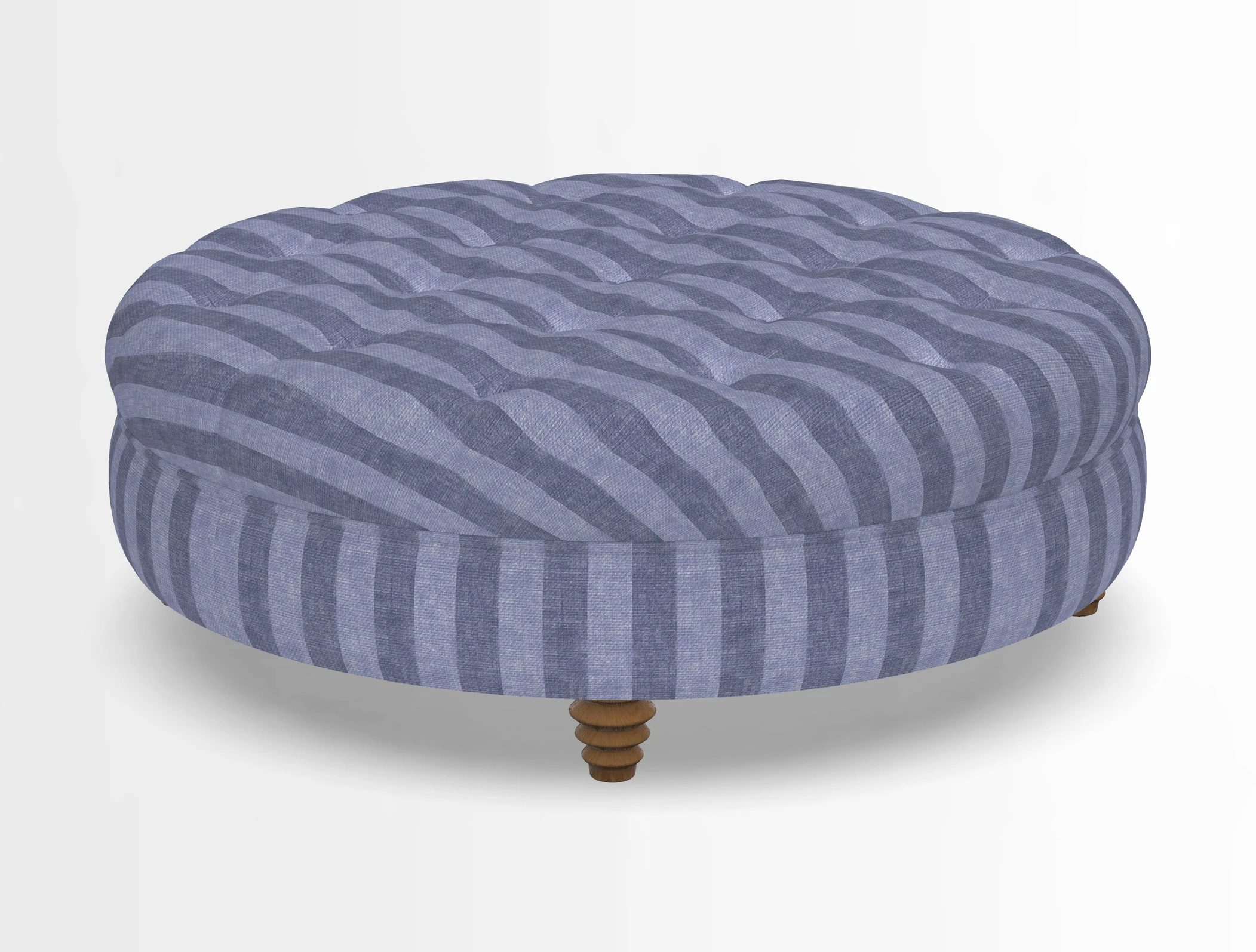 Helmsley Round Footstool in Linwood Omega Velvet Navy