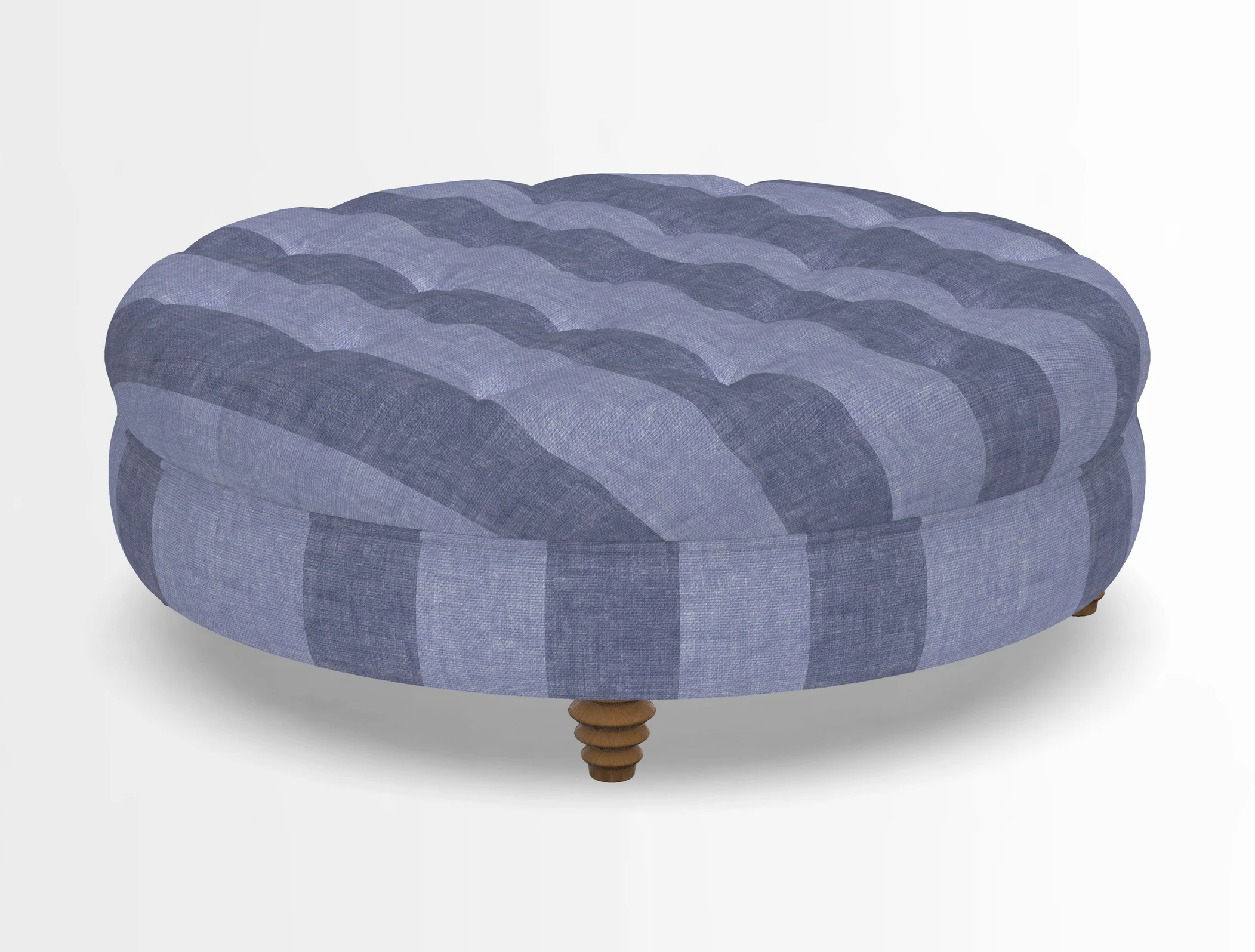 Helmsley Round Footstool in Linwood Omega Velvet Navy