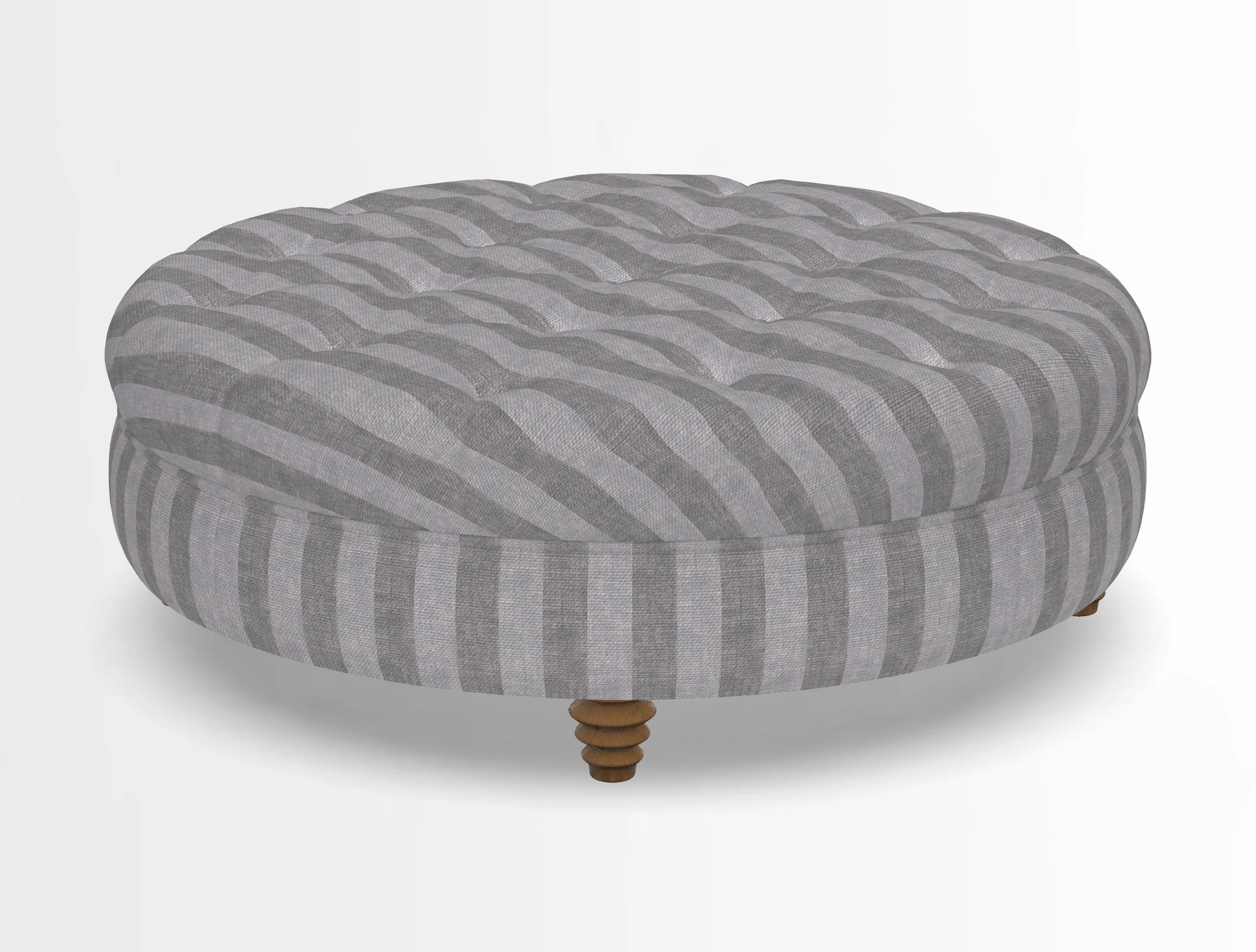 Helmsley Round Footstool in Linwood Omega Velvet Navy