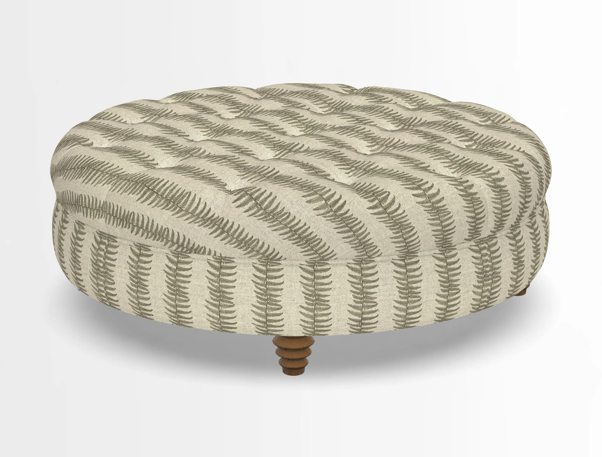 Helmsley Round Footstool in Linwood Omega Velvet Navy
