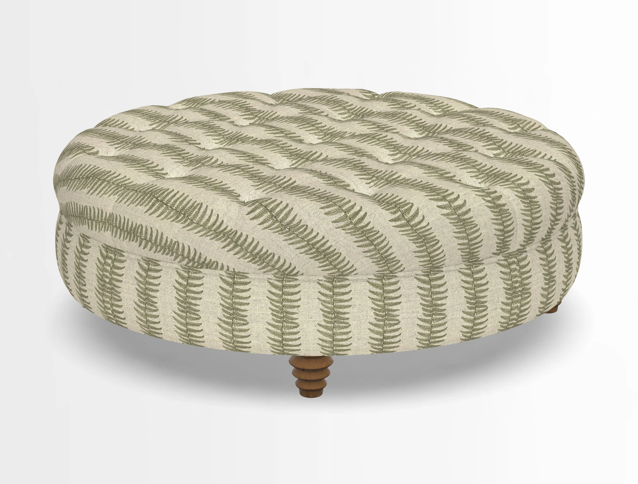 Helmsley Round Footstool in Linwood Omega Velvet Navy