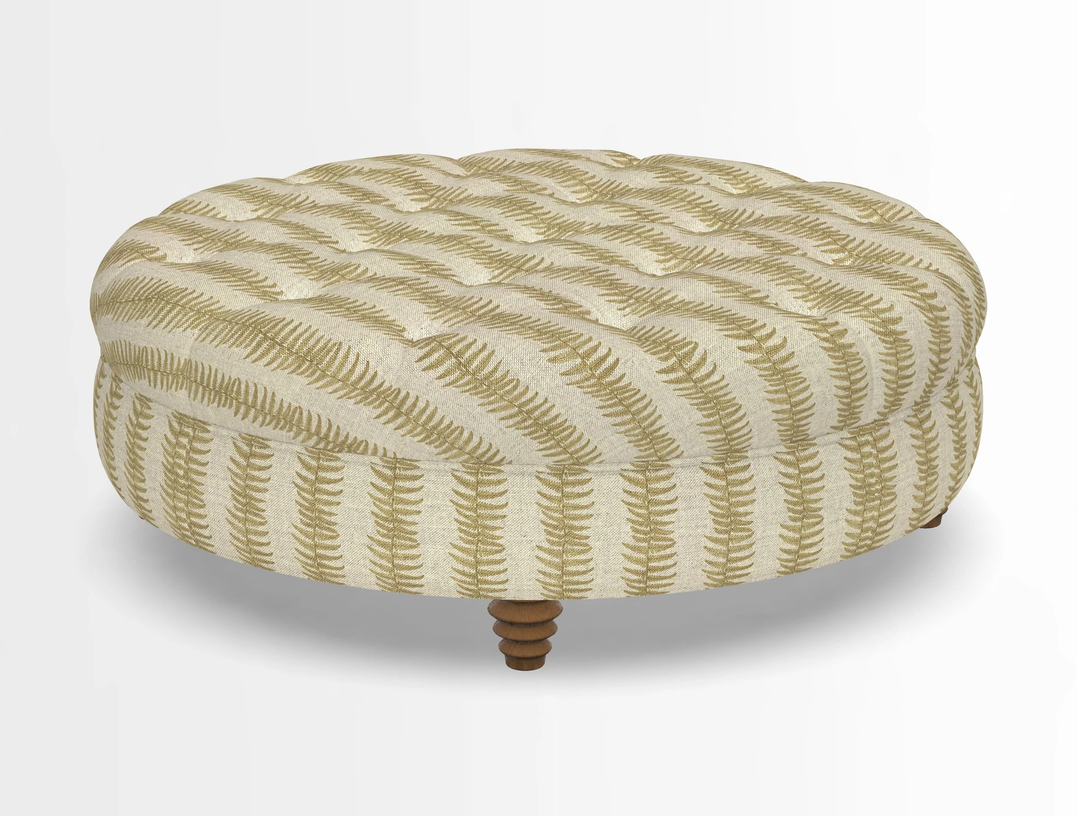 Helmsley Round Footstool in Linwood Omega Velvet Navy