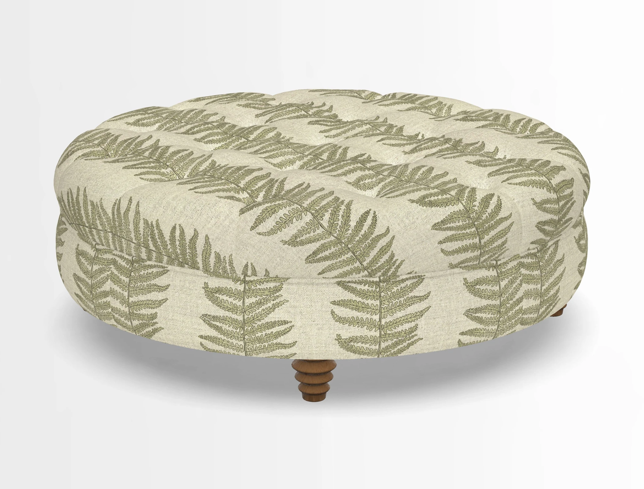 Helmsley Round Footstool in Linwood Omega Velvet Navy