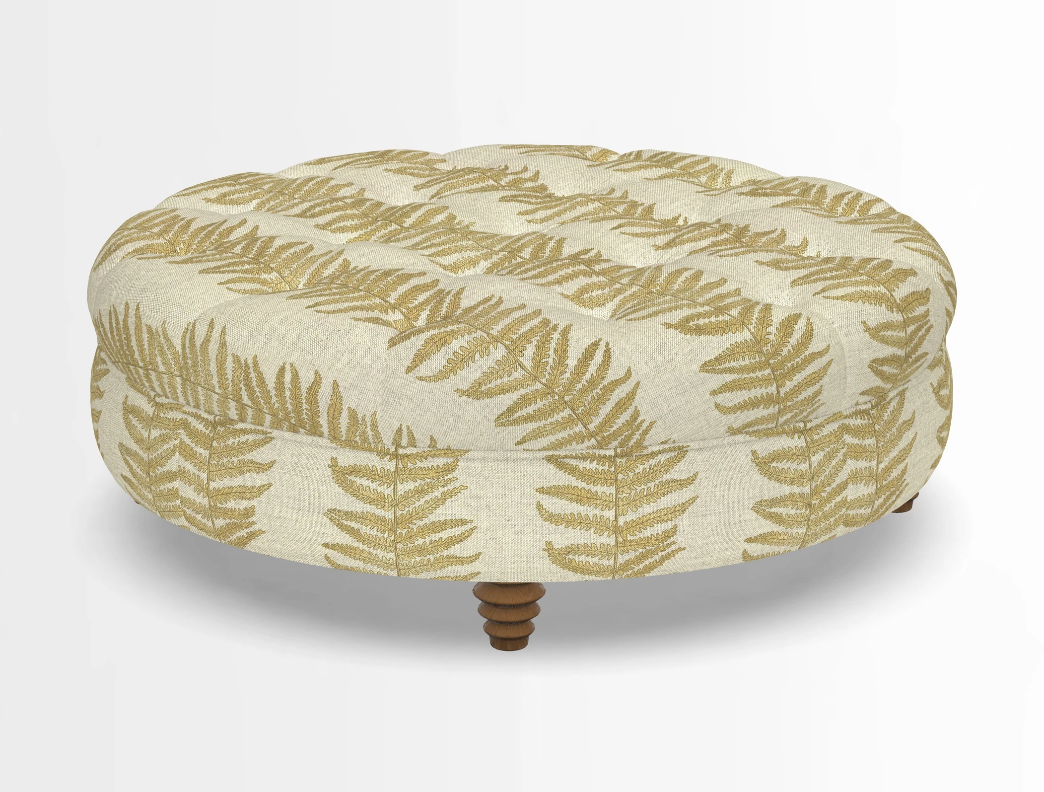 Helmsley Round Footstool in Linwood Omega Velvet Navy