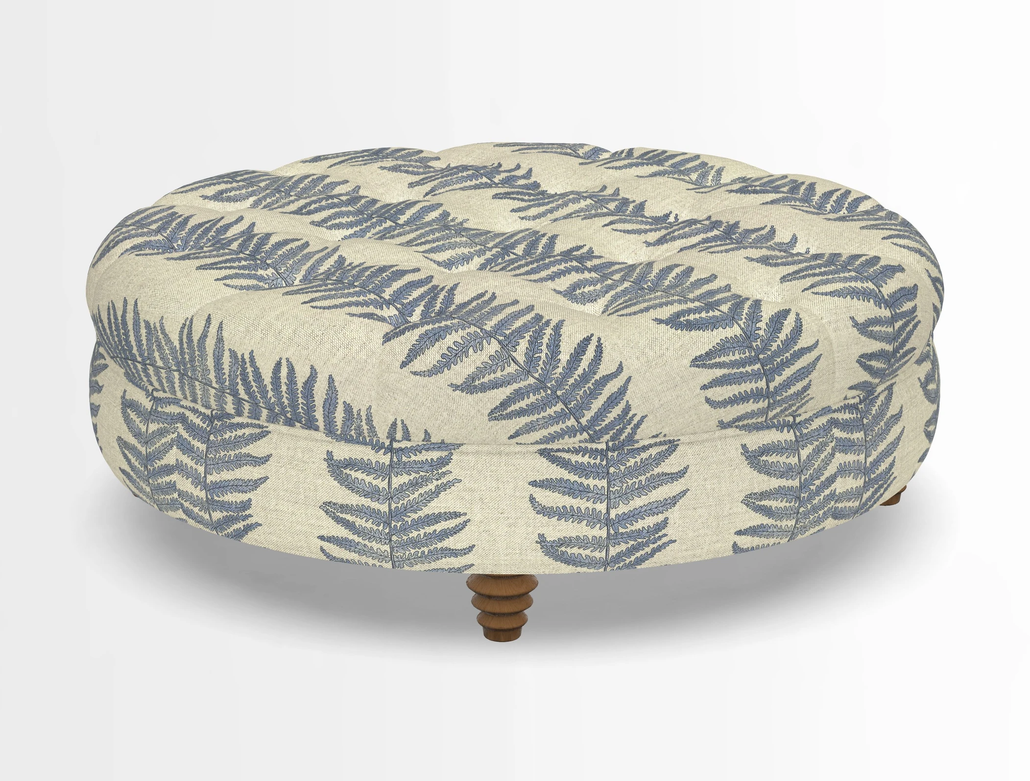 Helmsley Round Footstool in Linwood Omega Velvet Navy