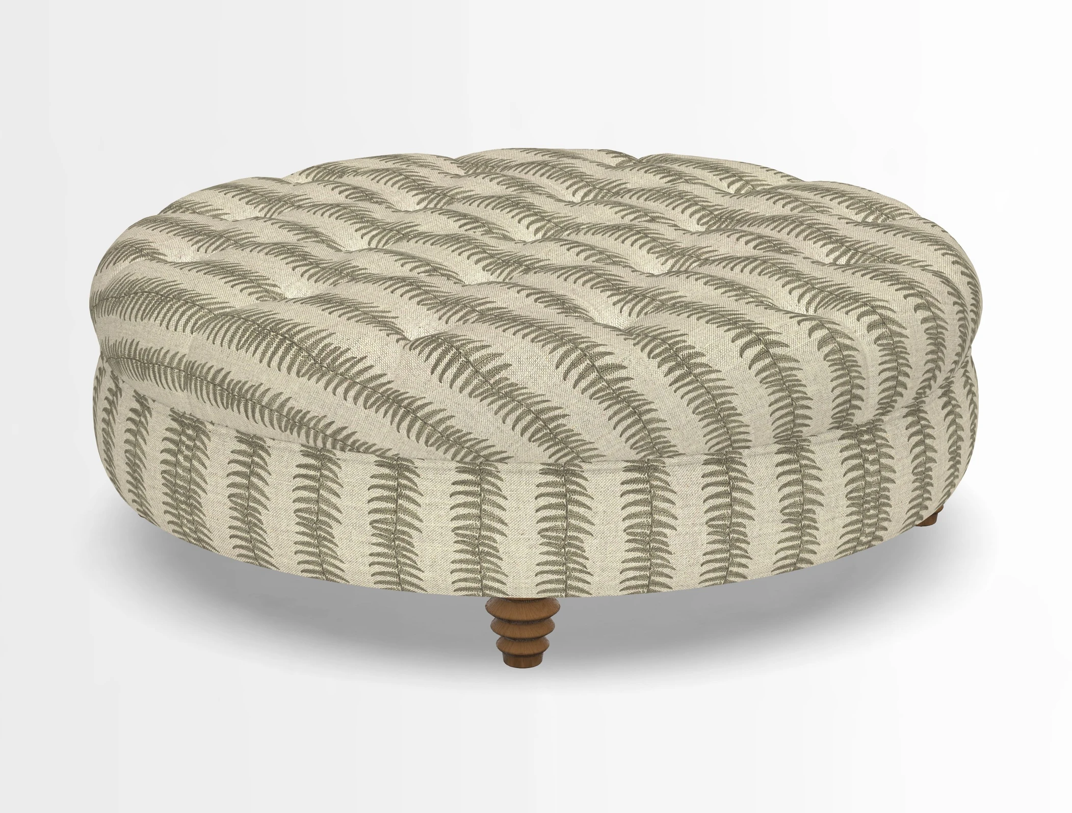 Helmsley Round Footstool in Linwood Omega Velvet Navy