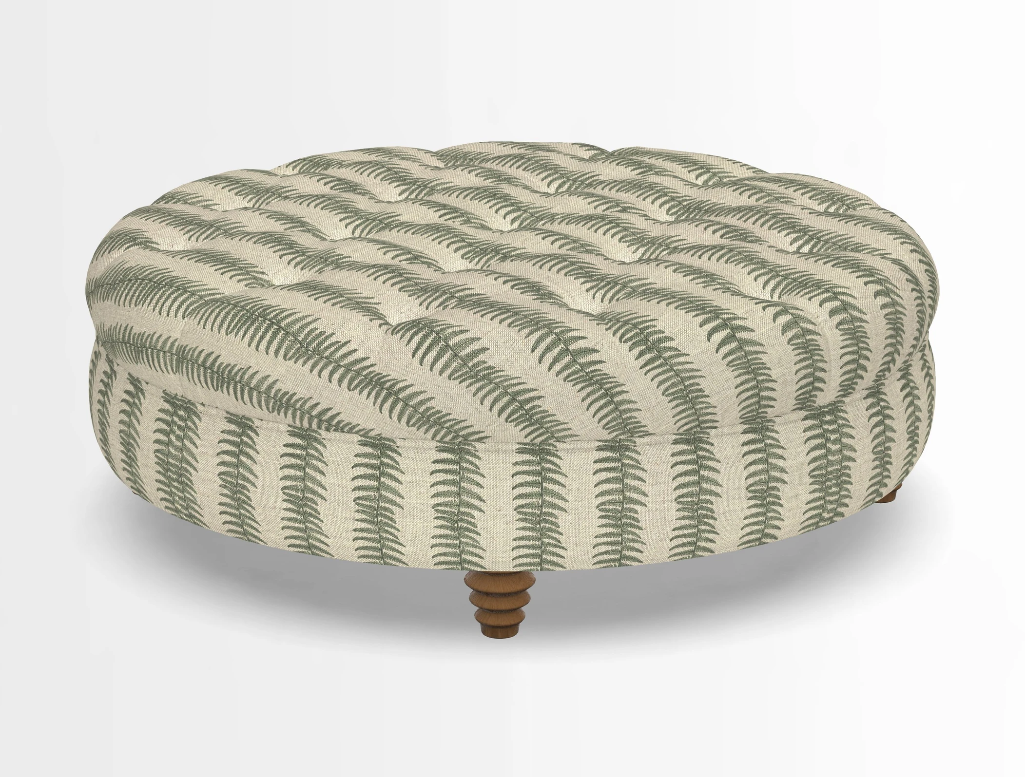 Helmsley Round Footstool in Linwood Omega Velvet Navy