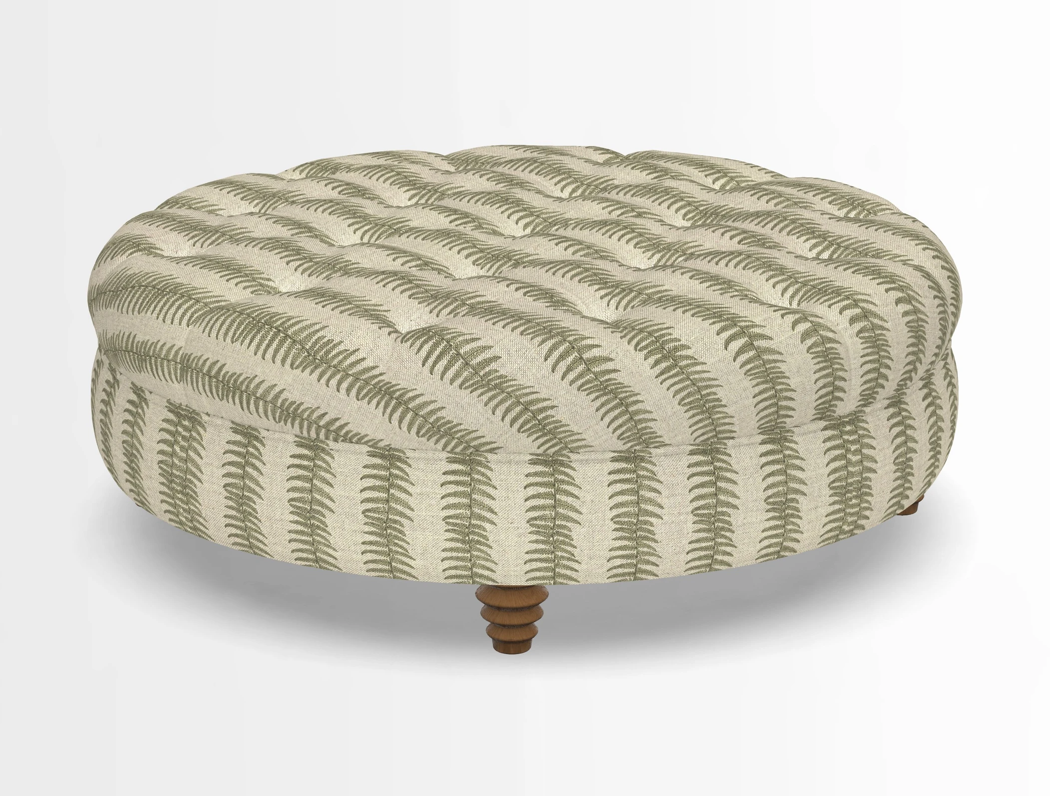 Helmsley Round Footstool in Linwood Omega Velvet Navy