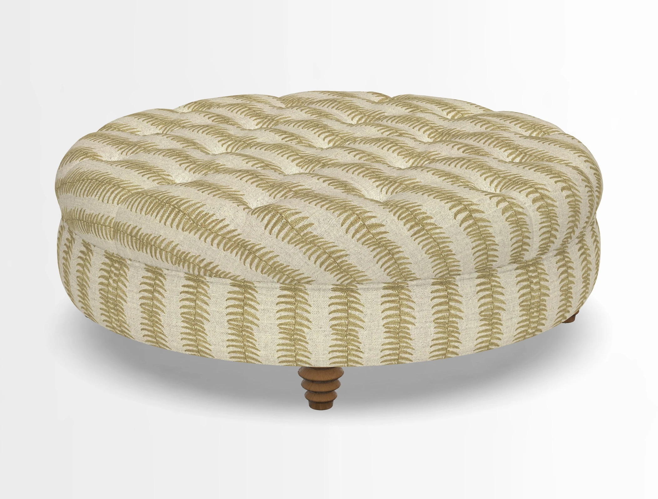 Helmsley Round Footstool in Linwood Omega Velvet Navy
