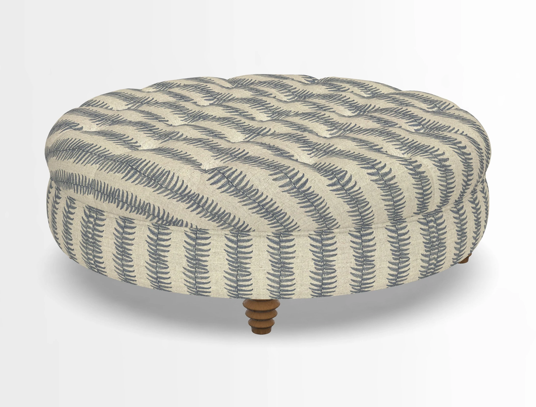 Helmsley Round Footstool in Linwood Omega Velvet Navy