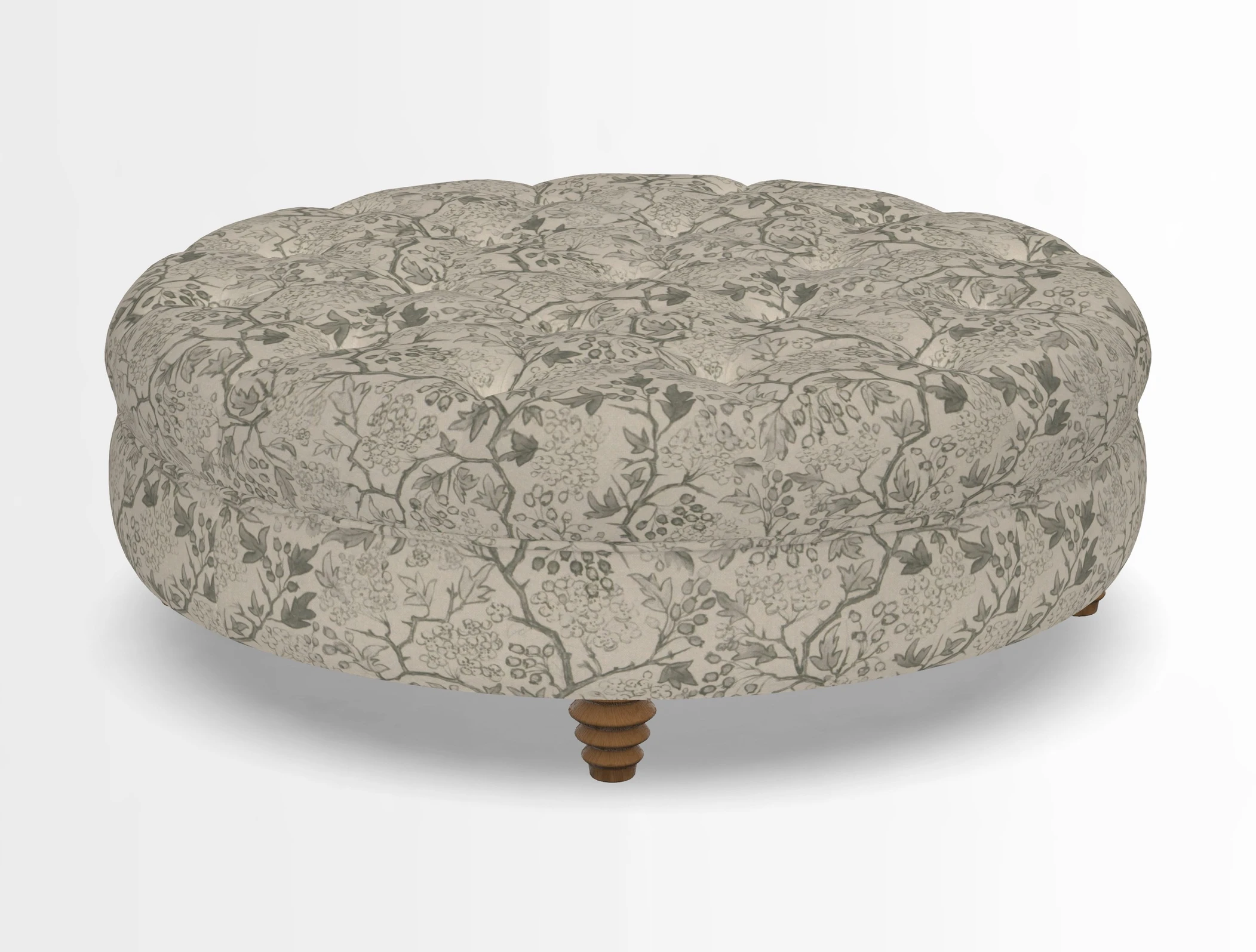 Helmsley Round Footstool in Linwood Omega Velvet Navy