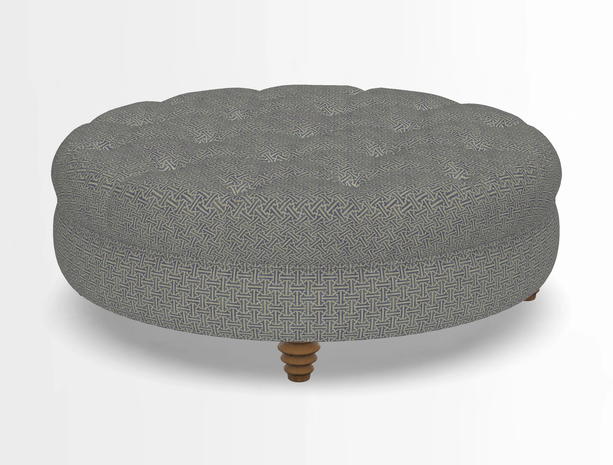 Helmsley Round Footstool in Linwood Omega Velvet Navy