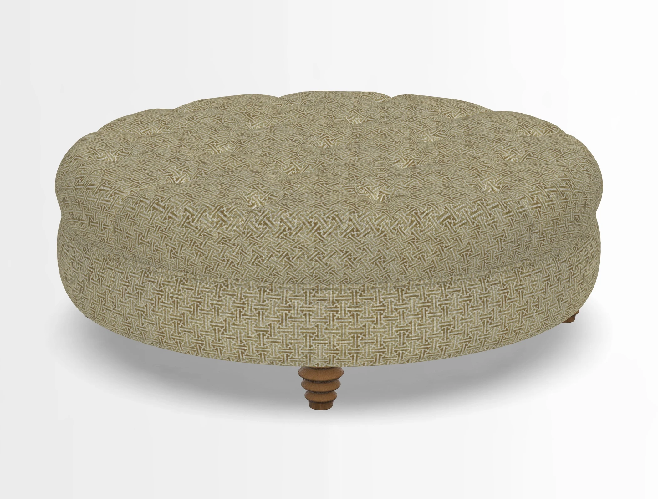 Helmsley Round Footstool in Linwood Omega Velvet Navy