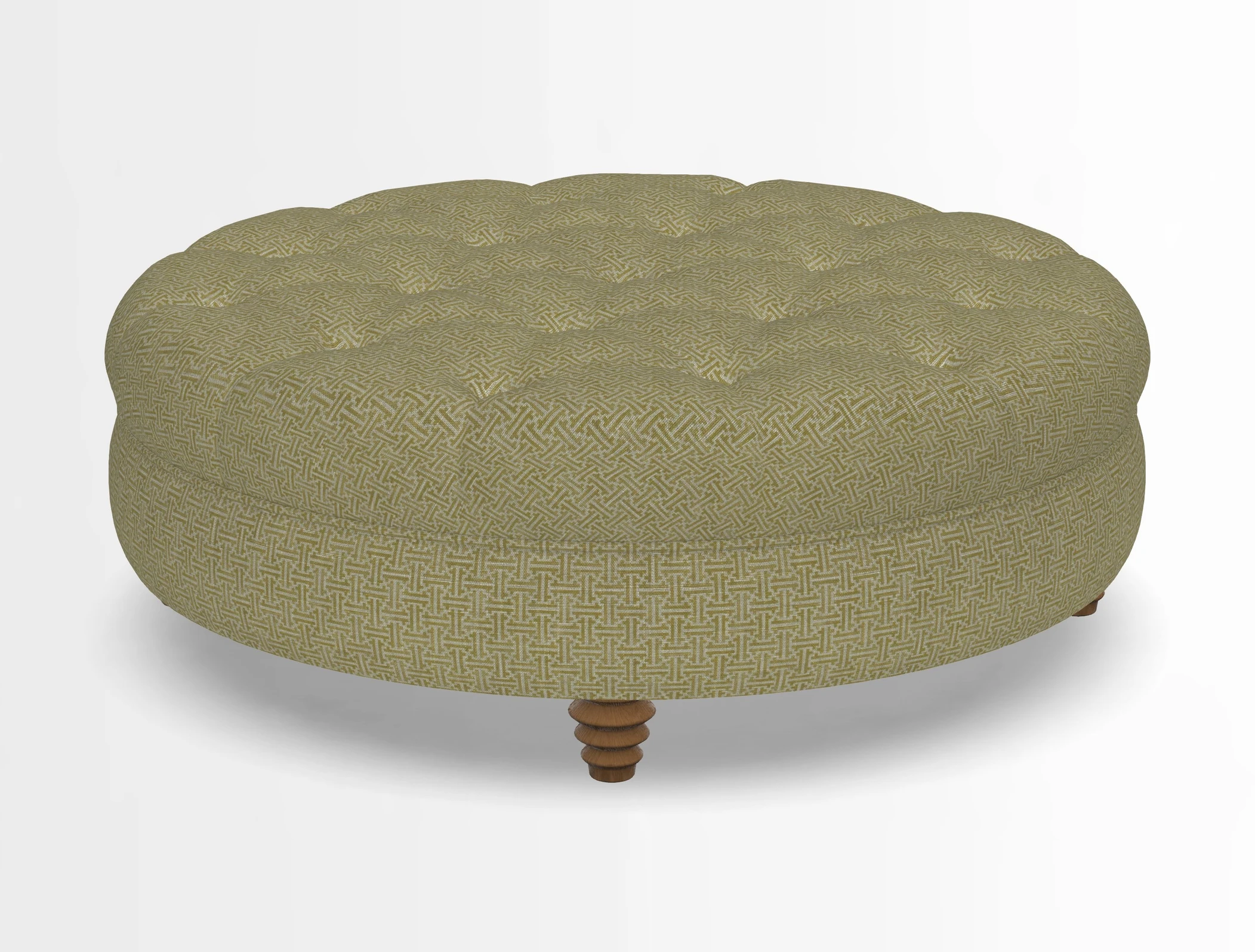 Helmsley Round Footstool in Linwood Omega Velvet Navy