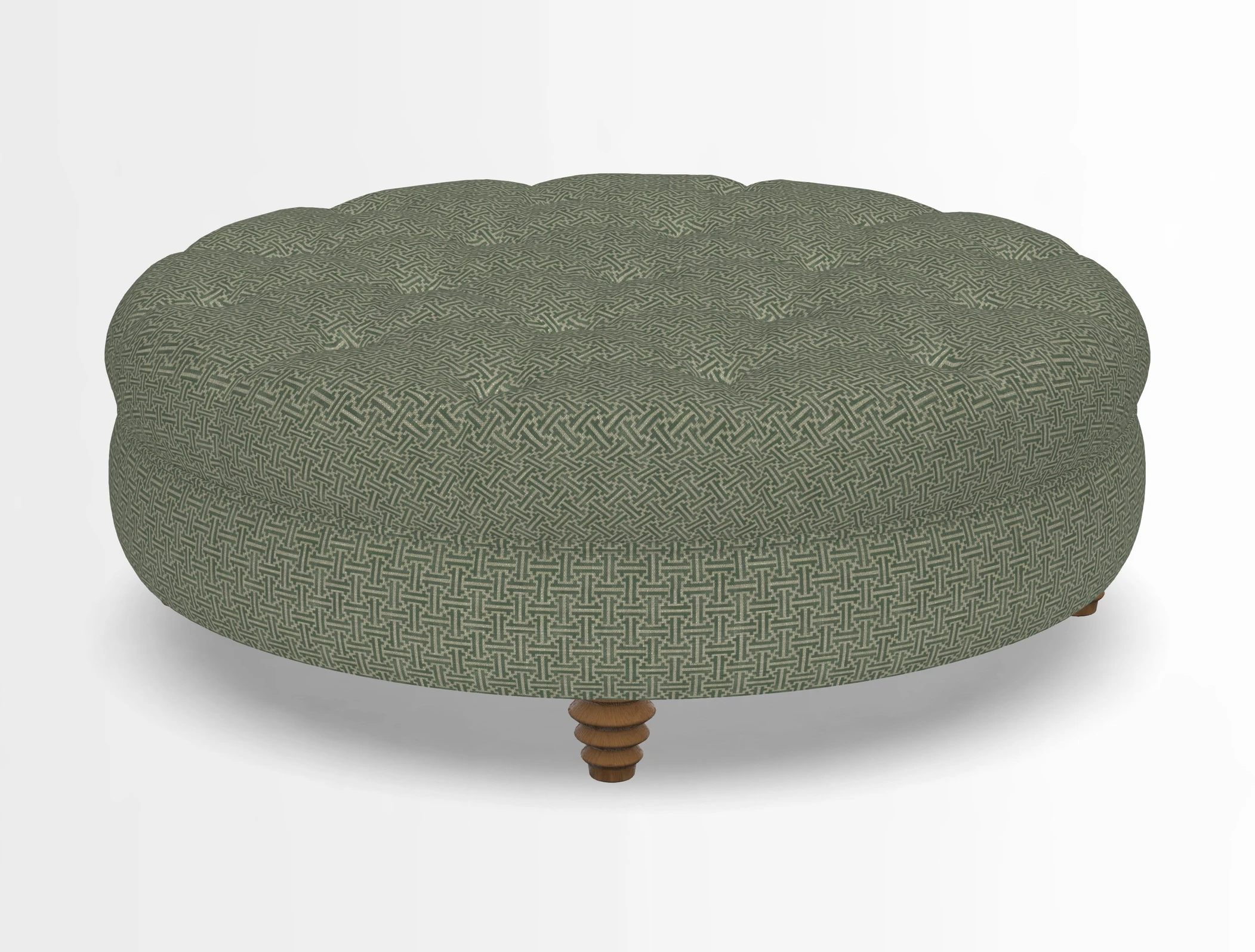 Helmsley Round Footstool in Linwood Omega Velvet Navy