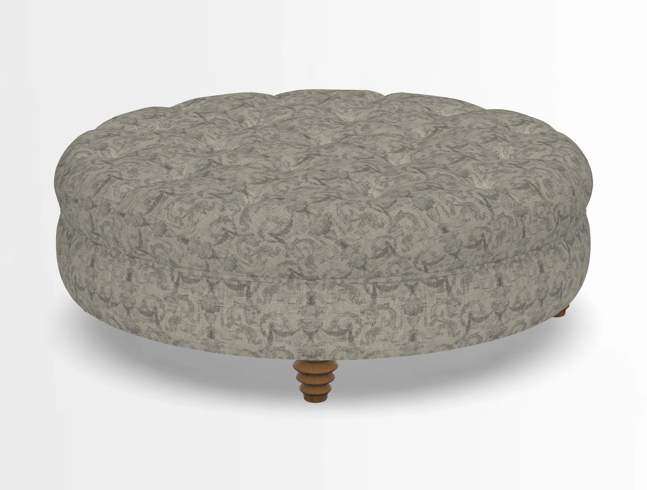 Helmsley Round Footstool in Linwood Omega Velvet Navy
