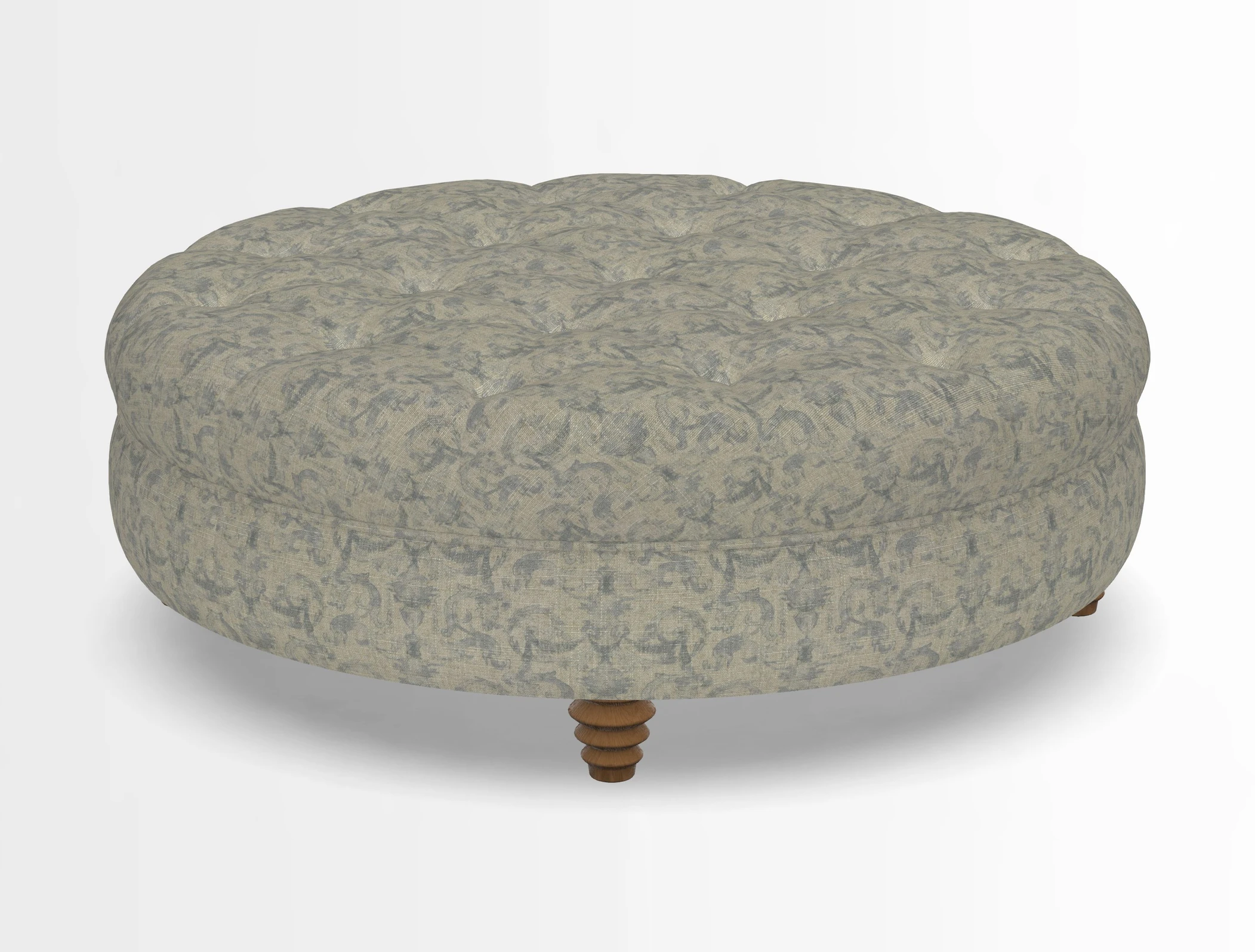 Helmsley Round Footstool in Linwood Omega Velvet Navy