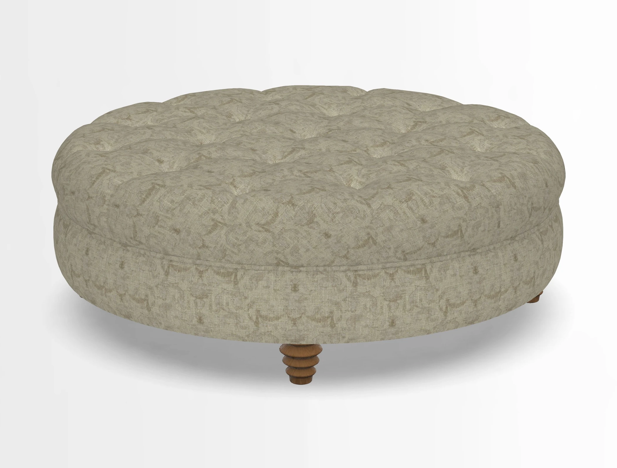 Helmsley Round Footstool in Linwood Omega Velvet Navy