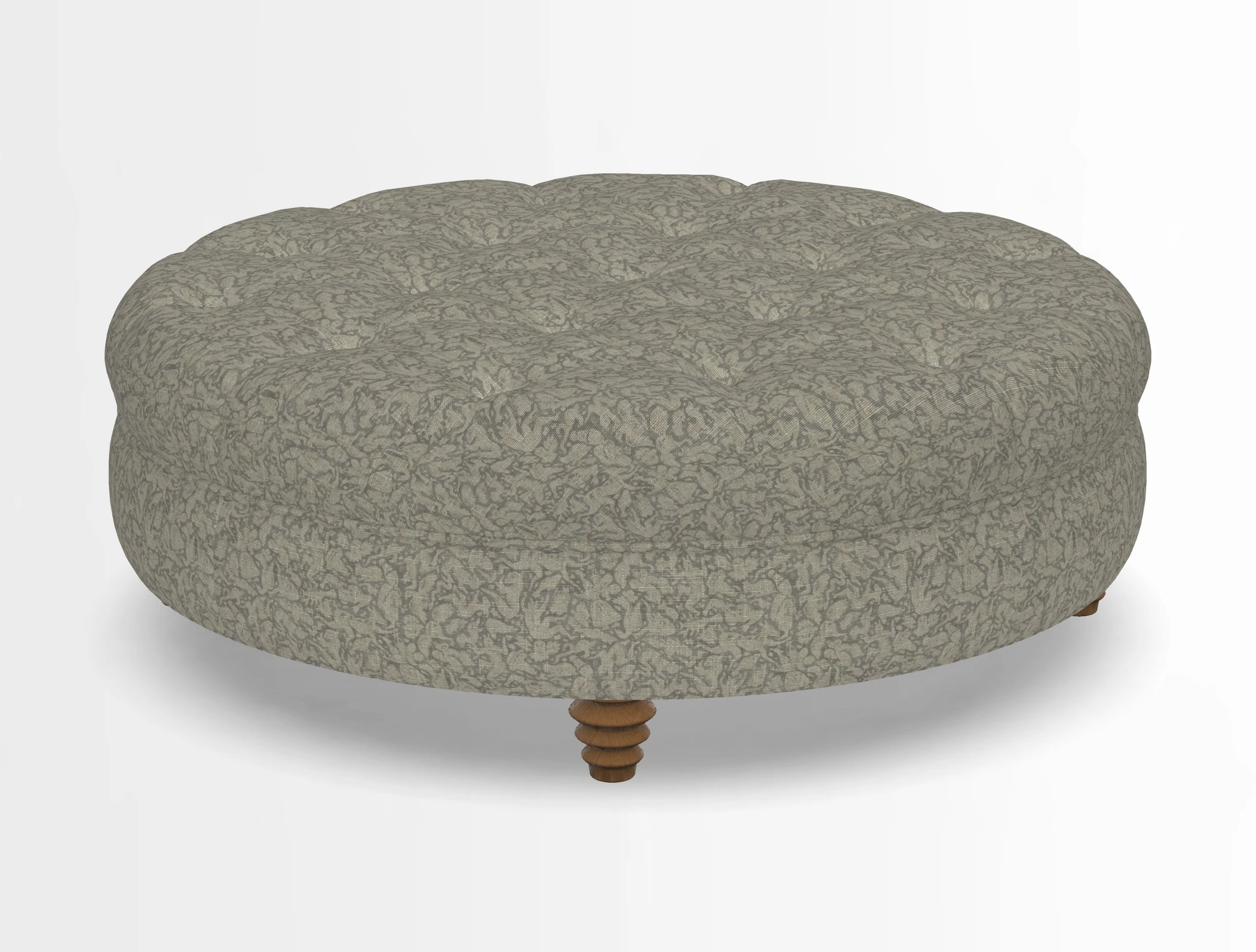 Helmsley Round Footstool in Linwood Omega Velvet Navy