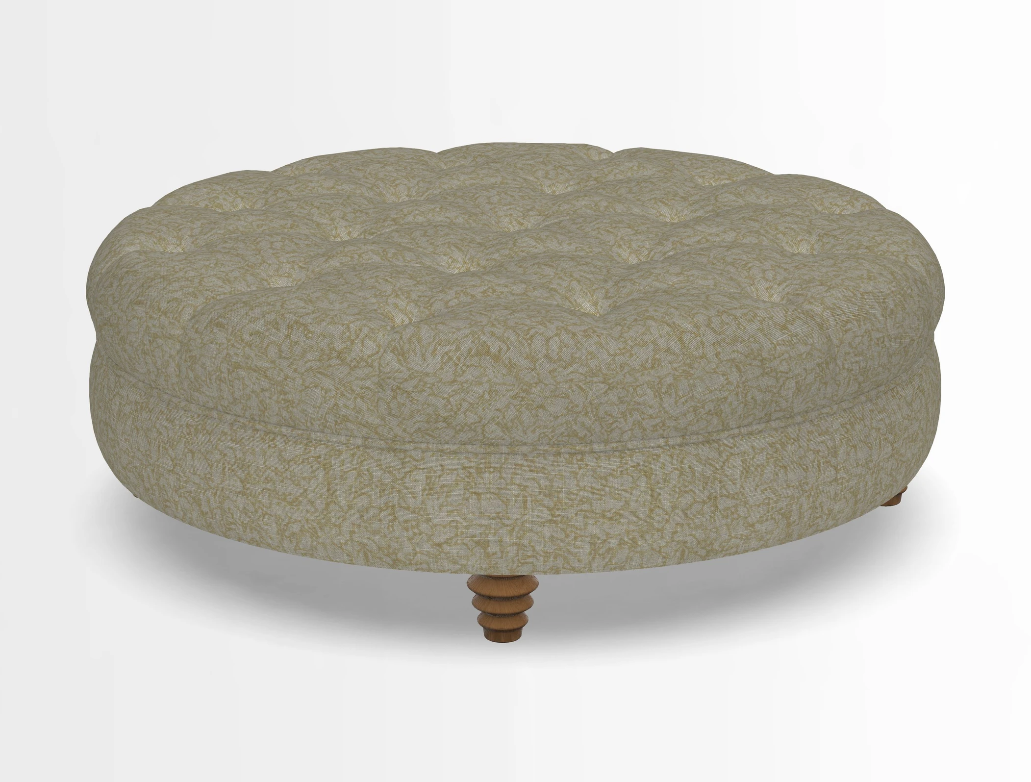 Helmsley Round Footstool in Linwood Omega Velvet Navy