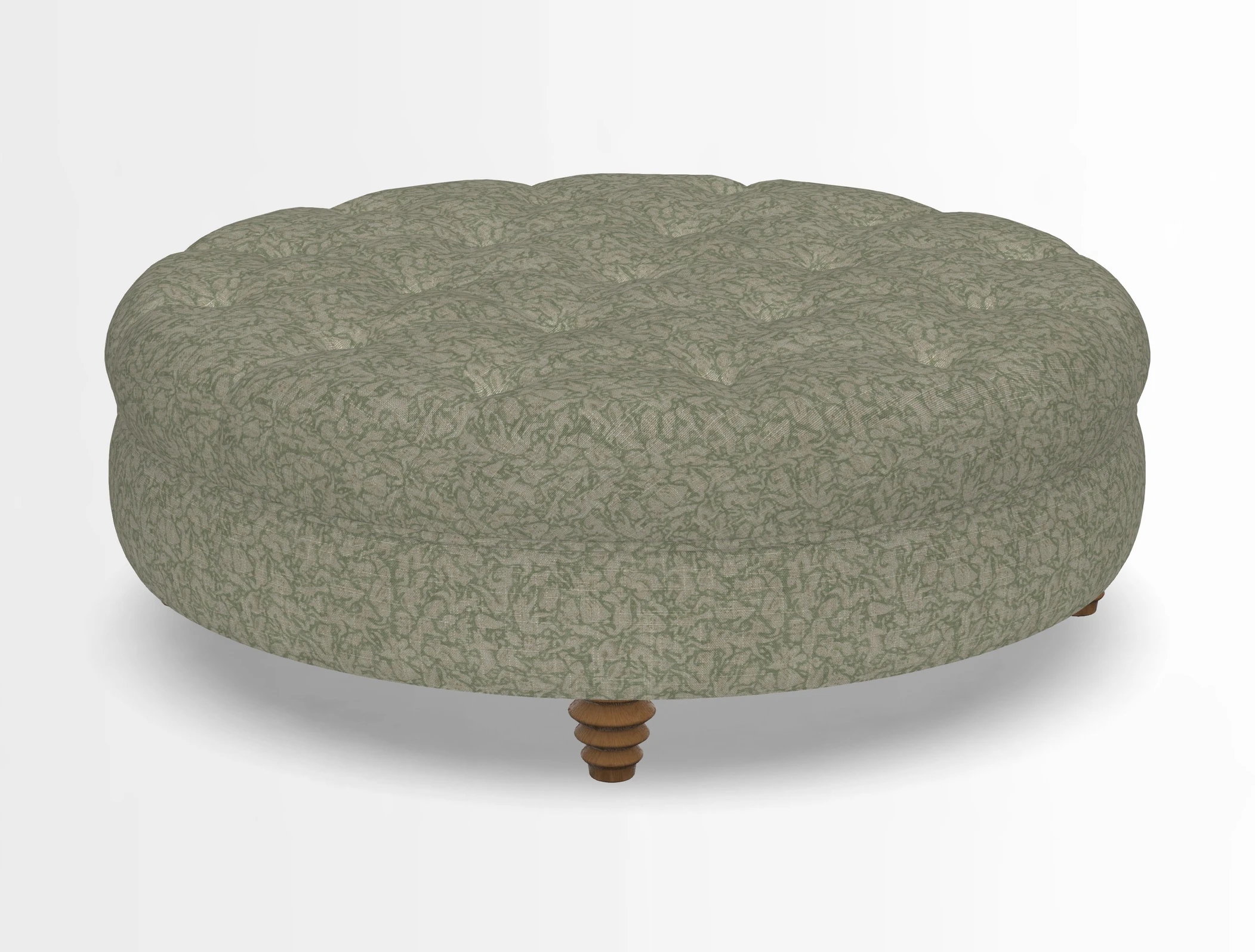 Helmsley Round Footstool in Linwood Omega Velvet Navy