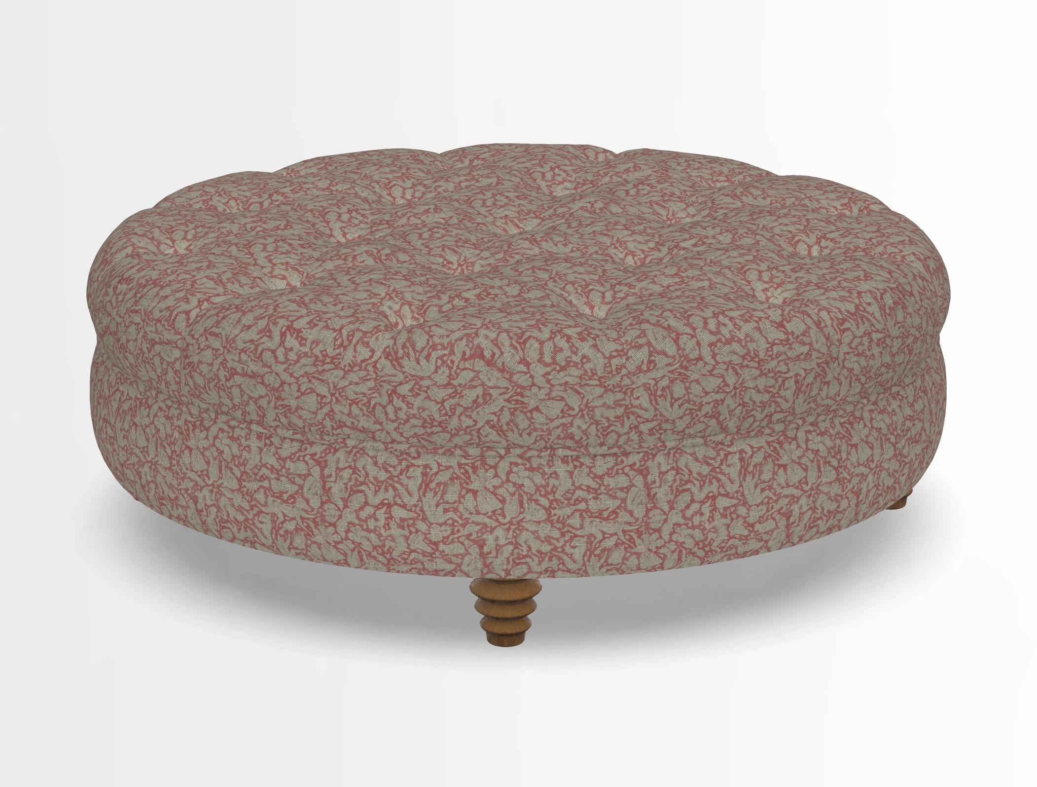Helmsley Round Footstool in Linwood Omega Velvet Navy