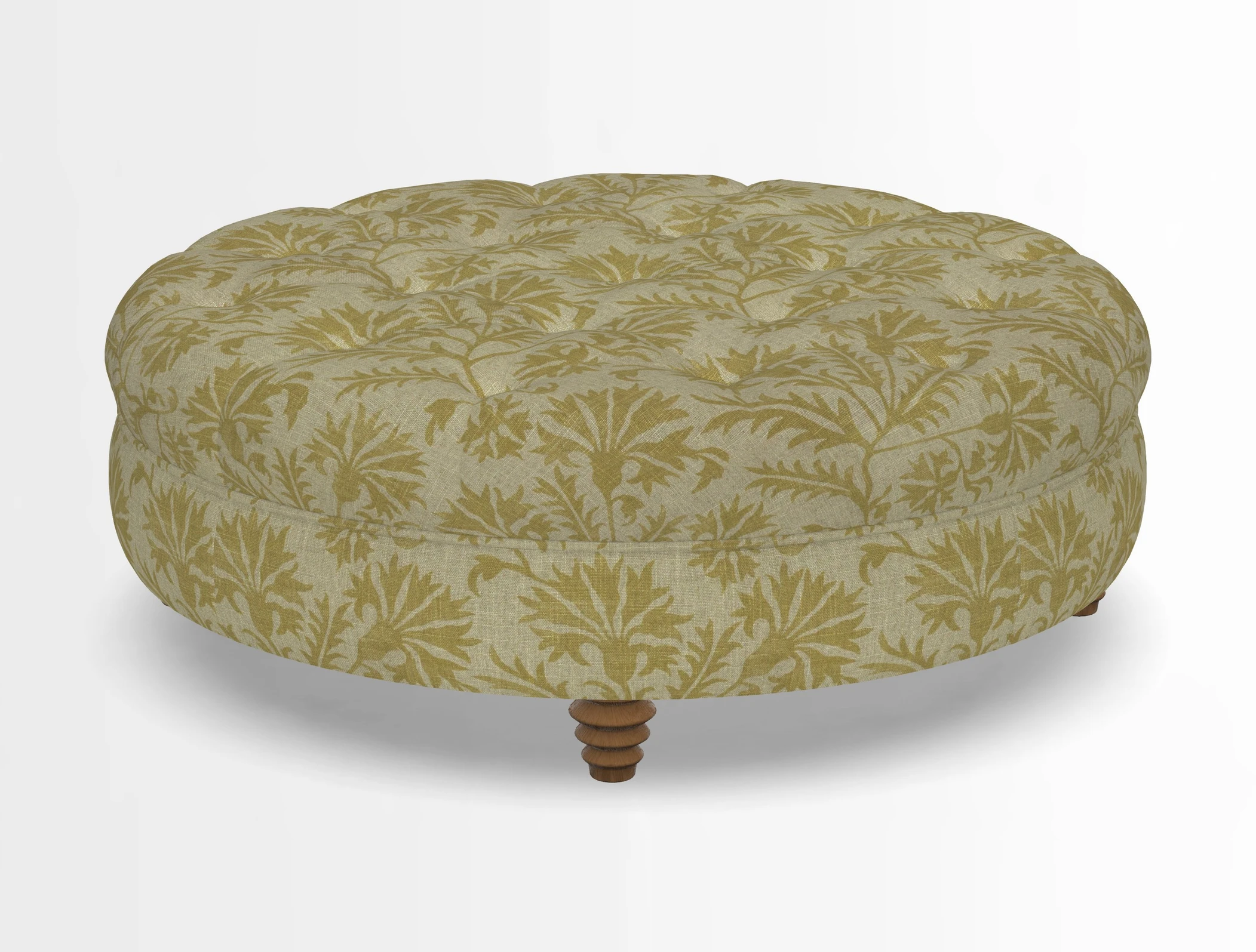 Helmsley Round Footstool in Linwood Omega Velvet Navy