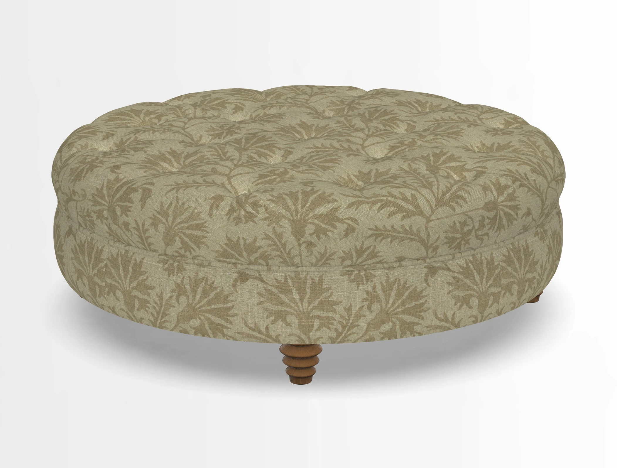 Helmsley Round Footstool in Linwood Omega Velvet Navy