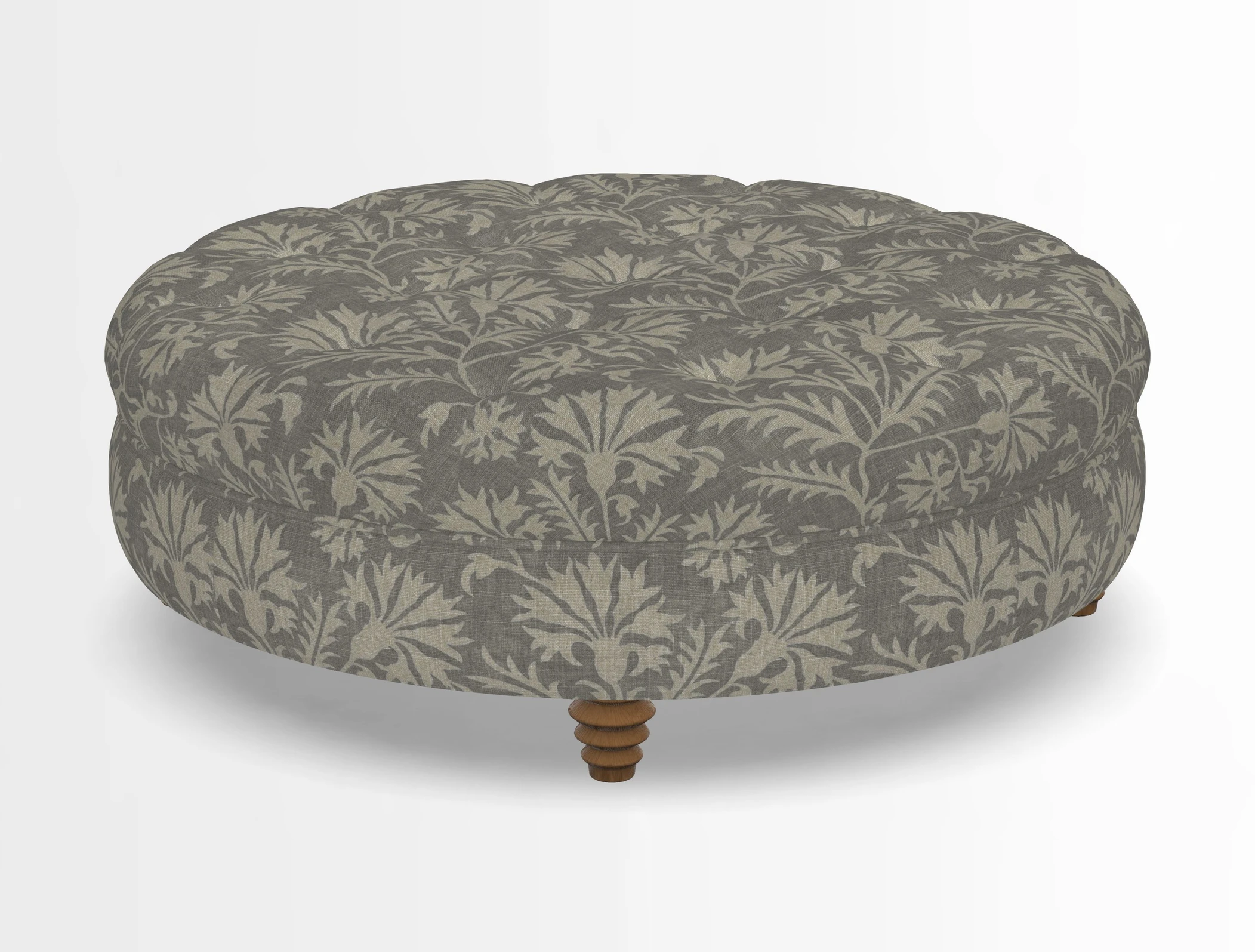 Helmsley Round Footstool in Linwood Omega Velvet Navy