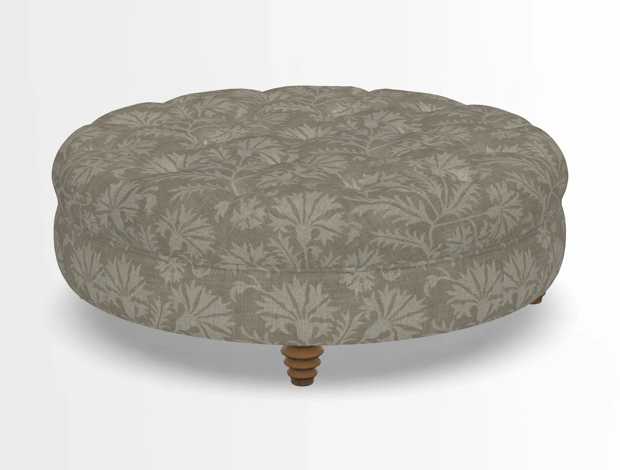 Helmsley Round Footstool in Linwood Omega Velvet Navy