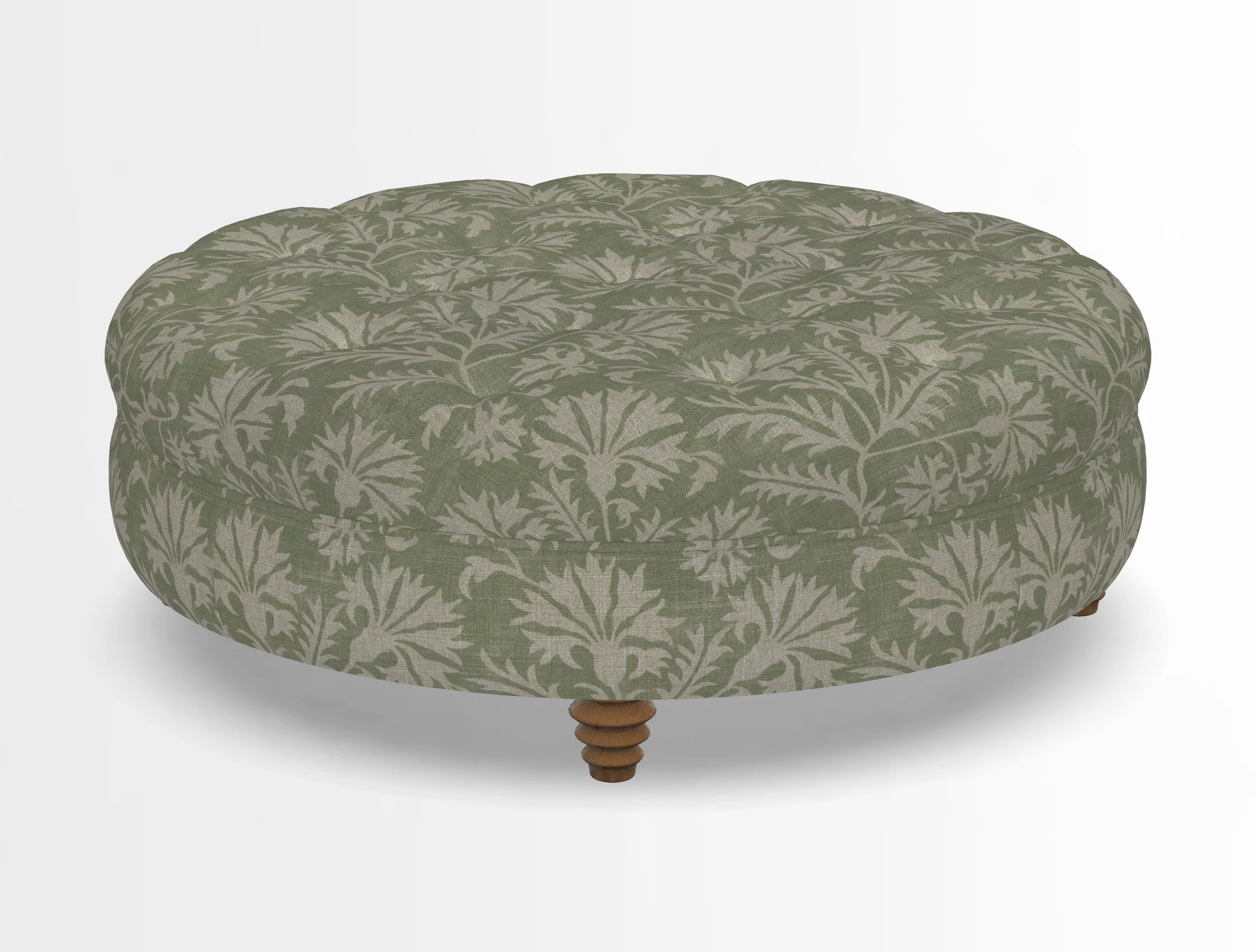 Helmsley Round Footstool in Linwood Omega Velvet Navy