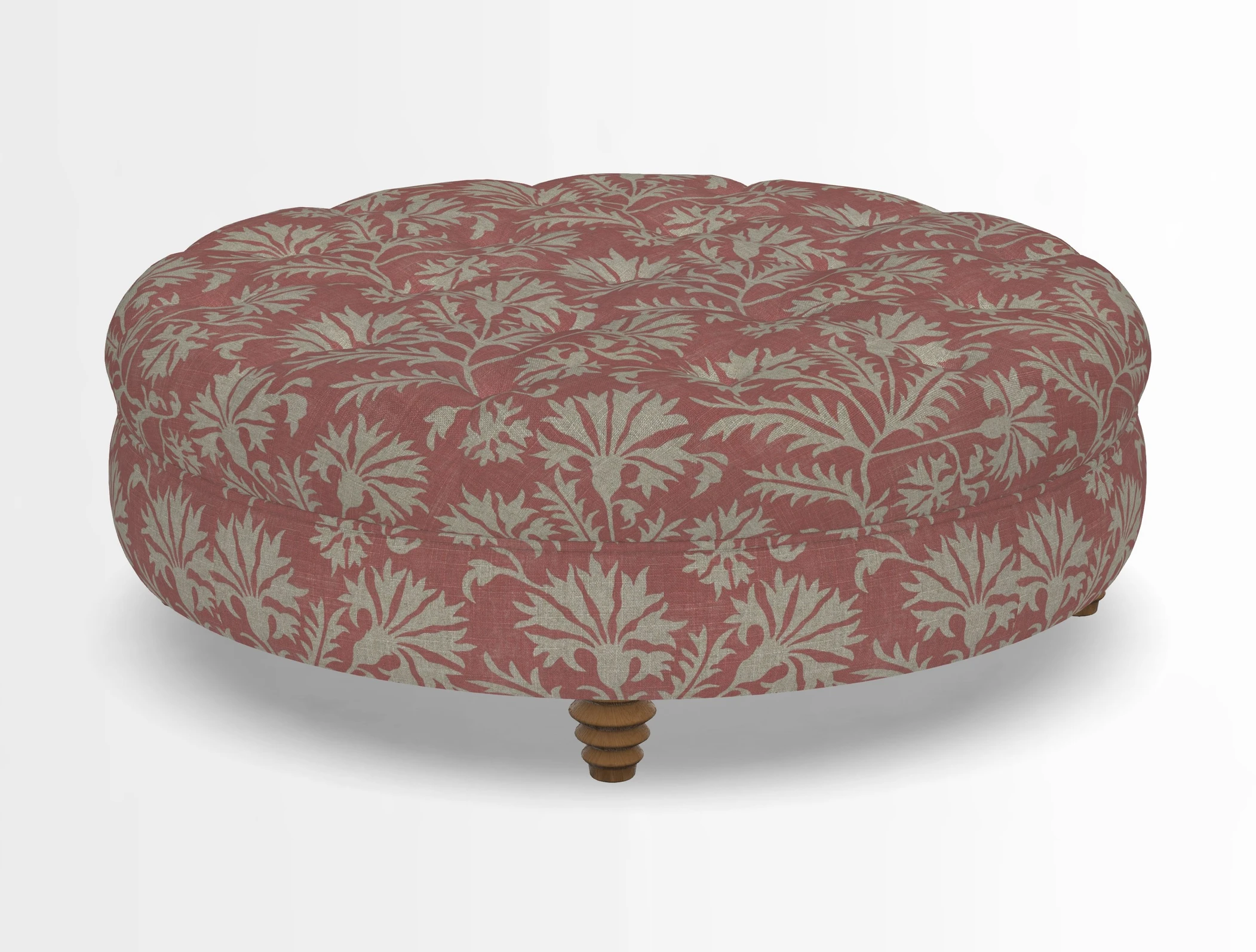 Helmsley Round Footstool in Linwood Omega Velvet Navy