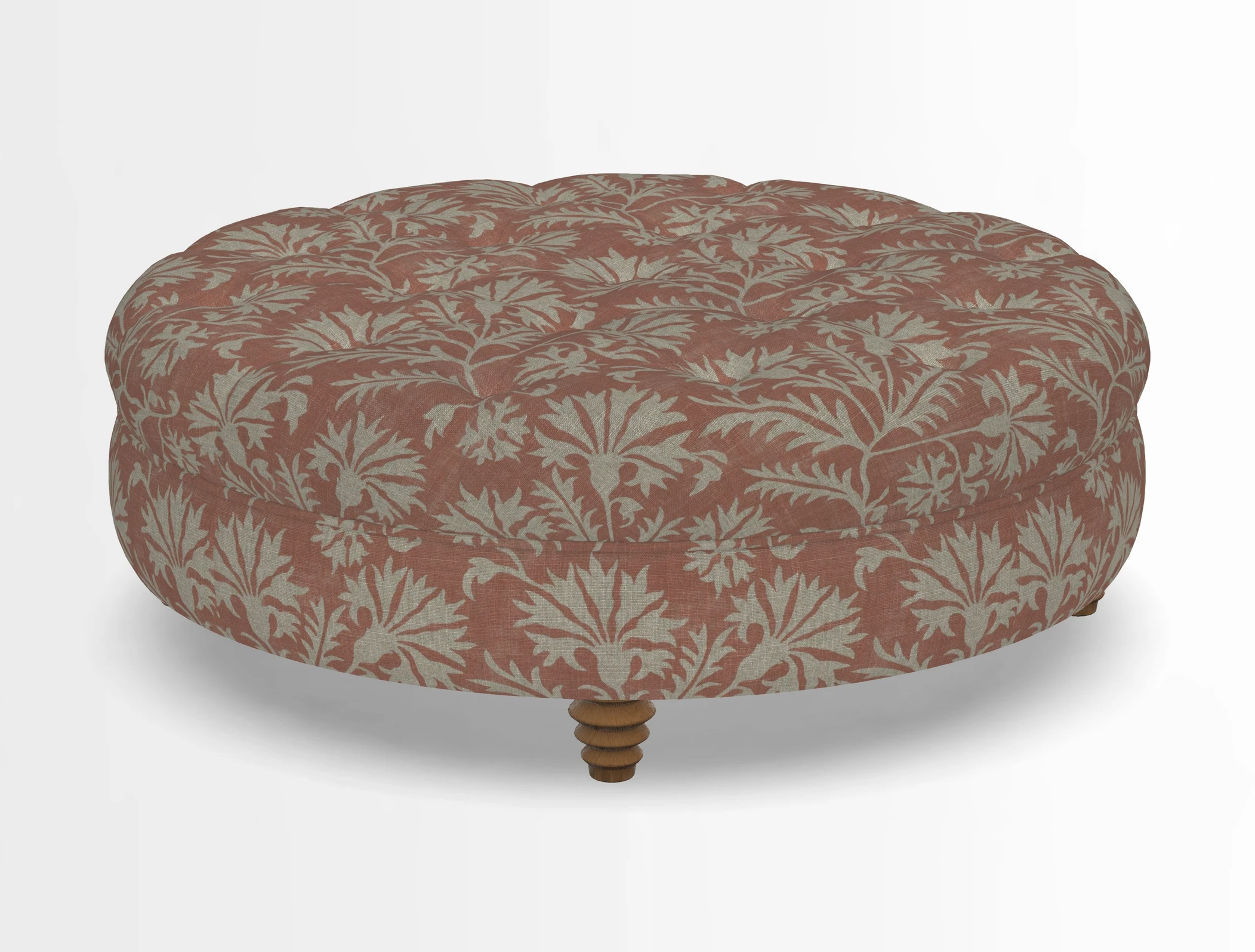 Helmsley Round Footstool in Linwood Omega Velvet Navy
