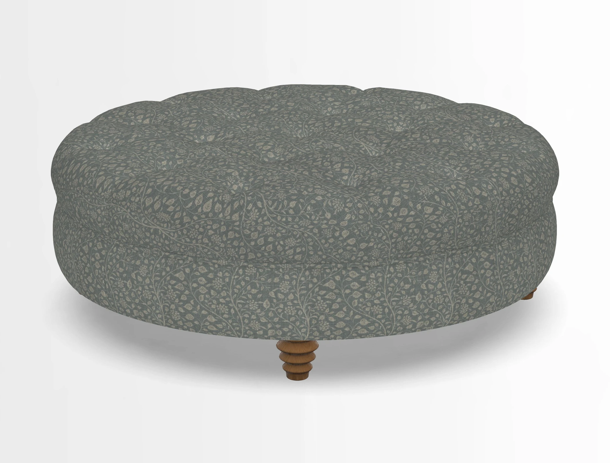 Helmsley Round Footstool in Linwood Omega Velvet Navy
