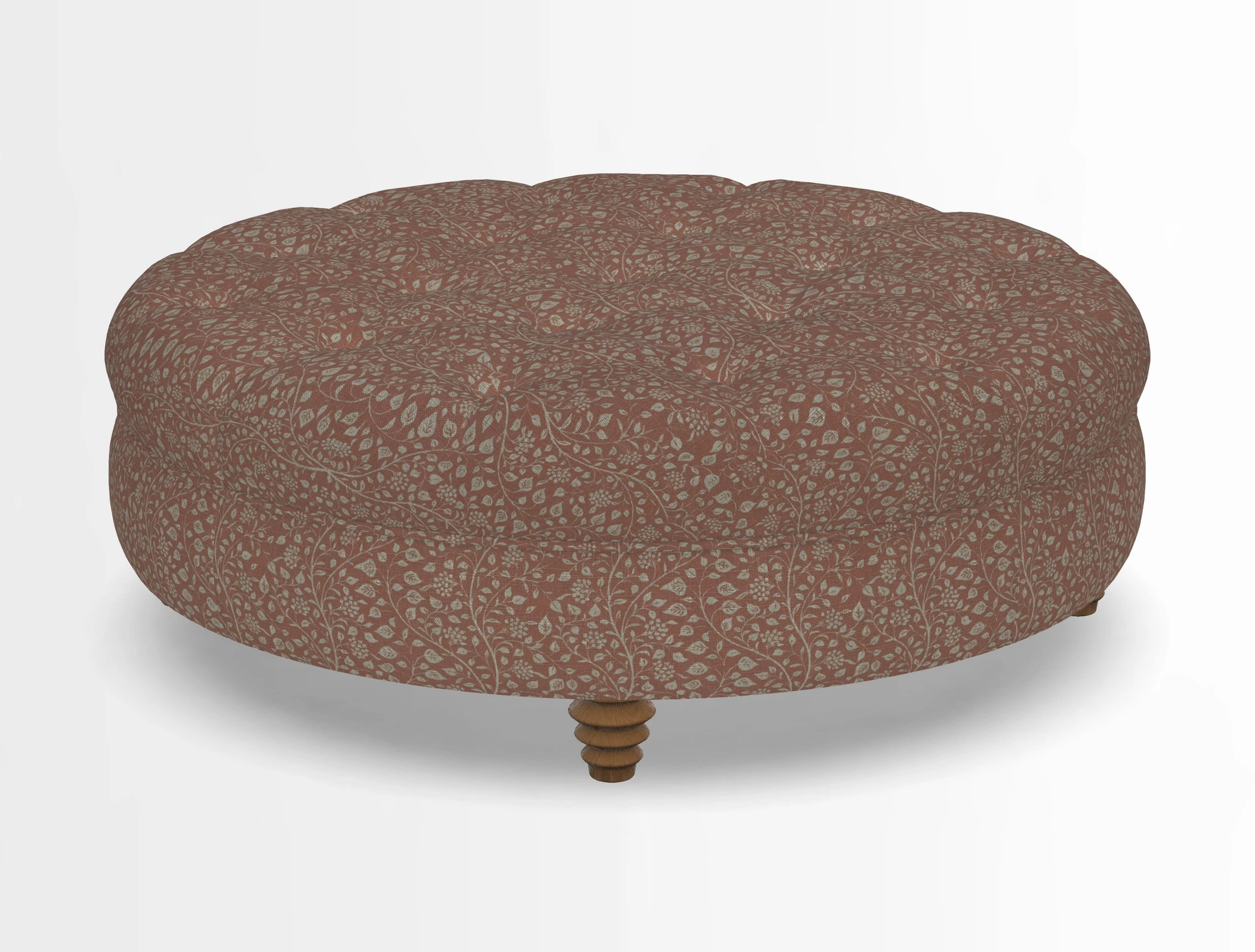 Helmsley Round Footstool in Linwood Omega Velvet Navy