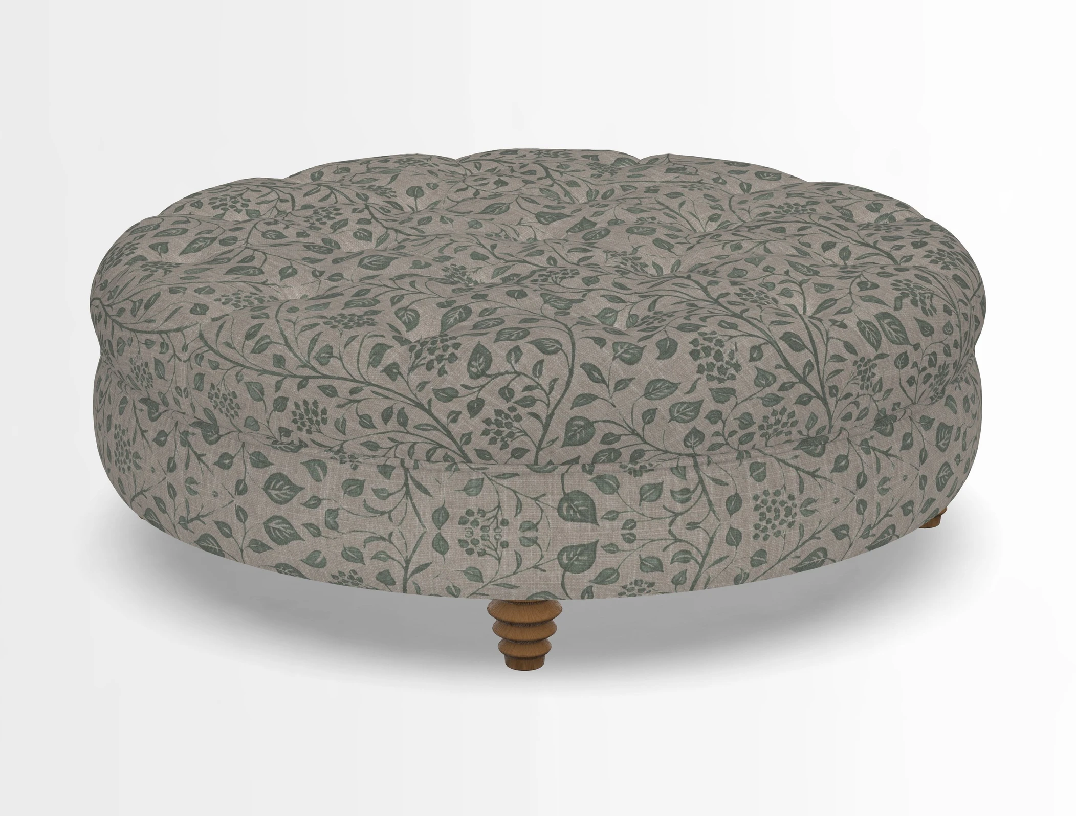 Helmsley Round Footstool in Linwood Omega Velvet Navy