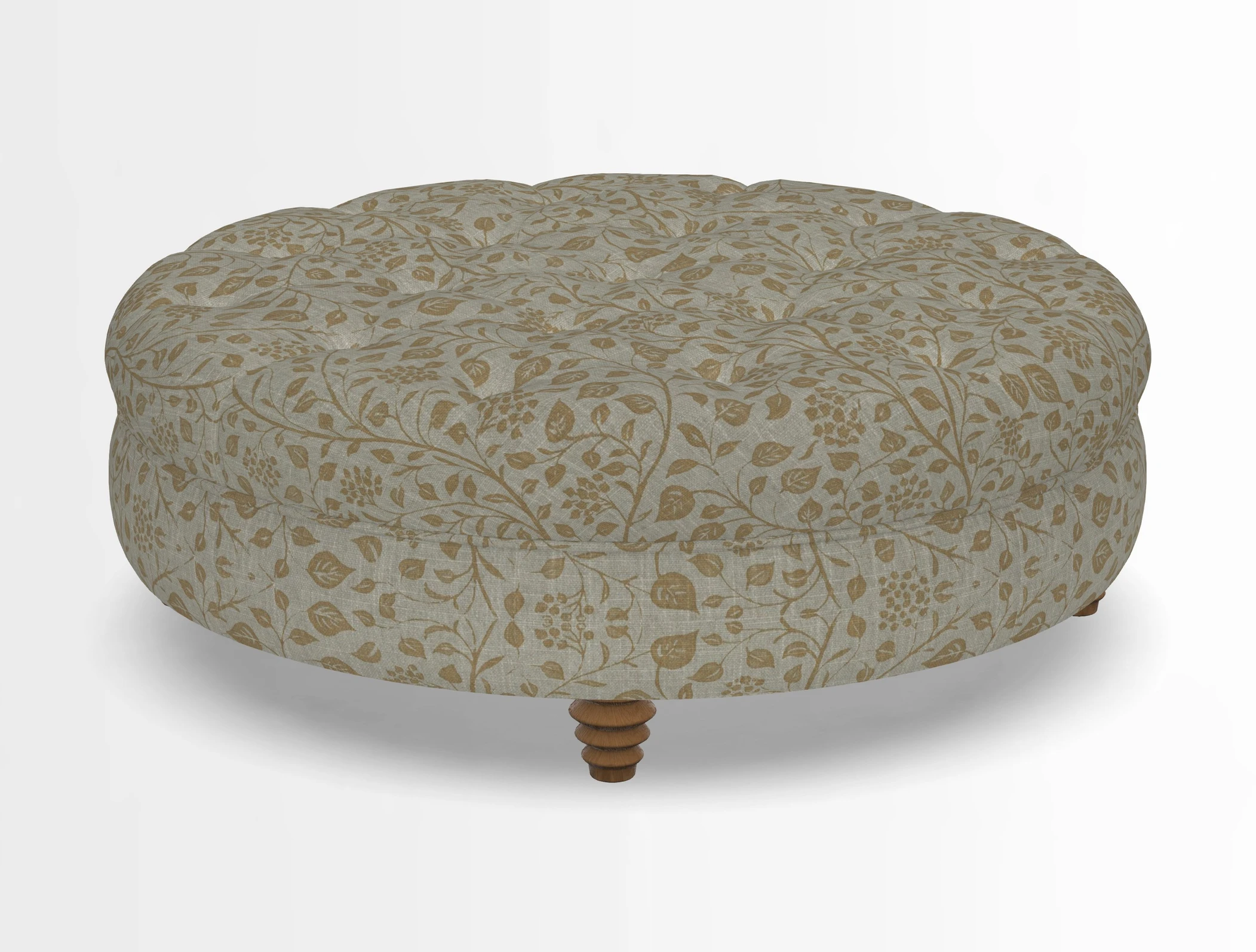 Helmsley Round Footstool in Linwood Omega Velvet Navy
