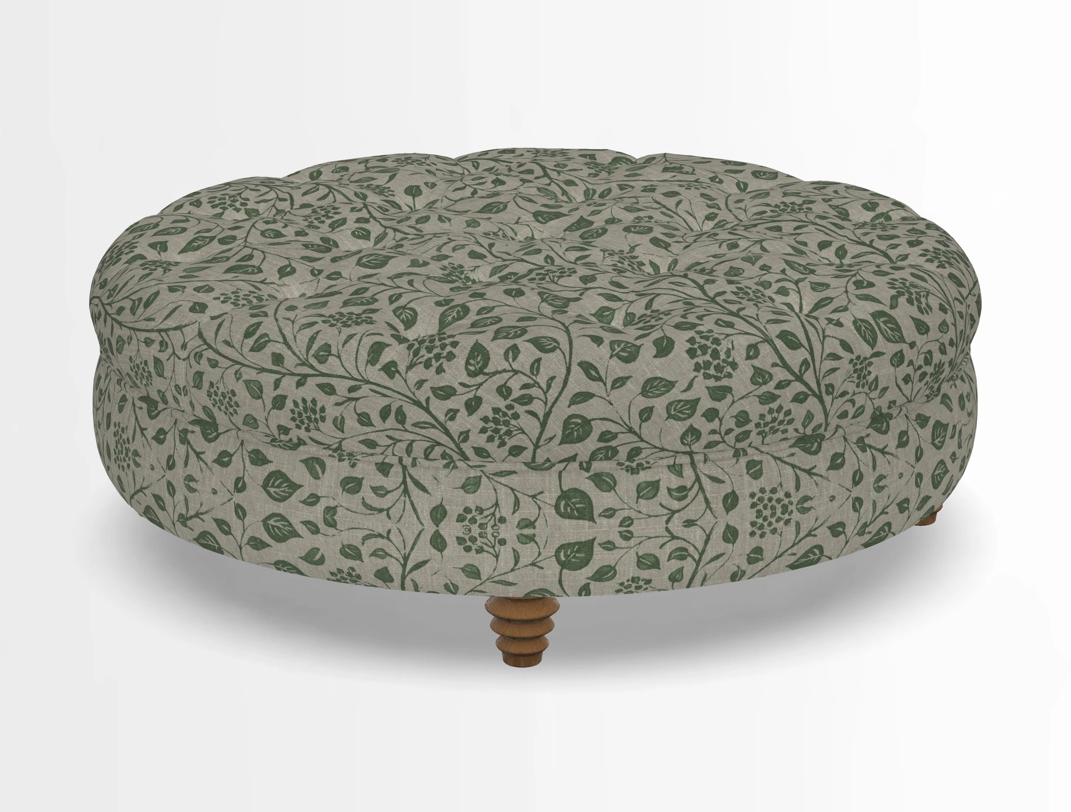 Helmsley Round Footstool in Linwood Omega Velvet Navy