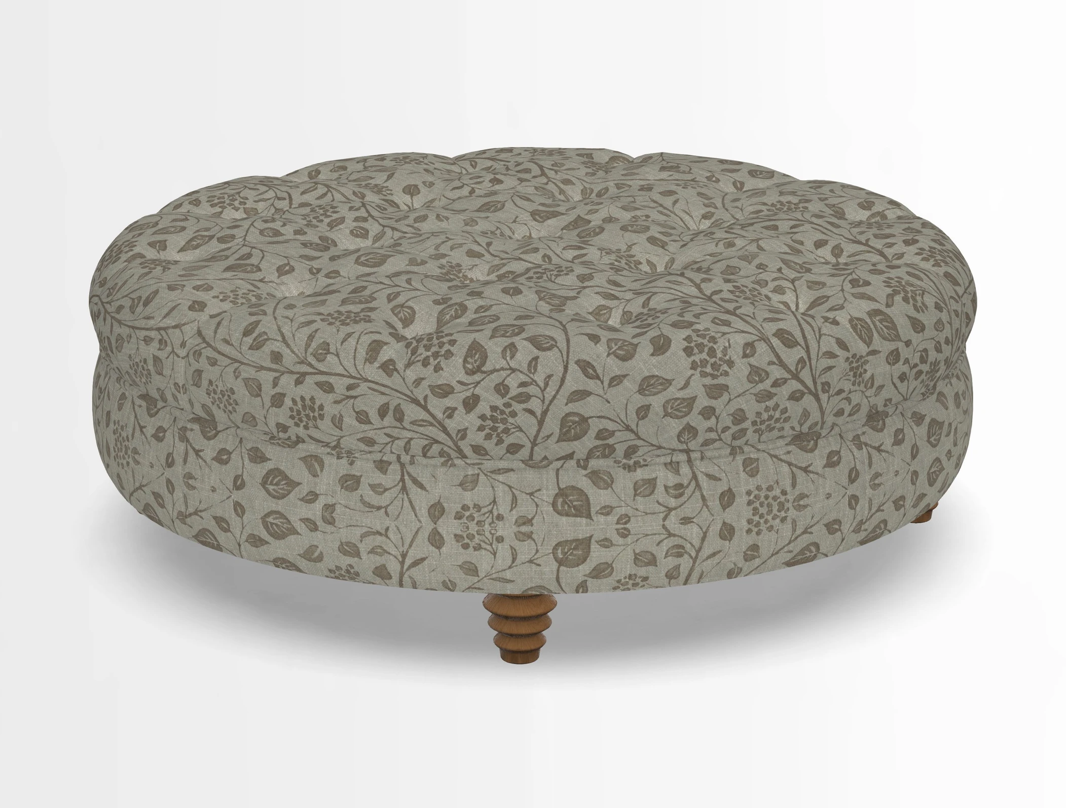 Helmsley Round Footstool in Linwood Omega Velvet Navy