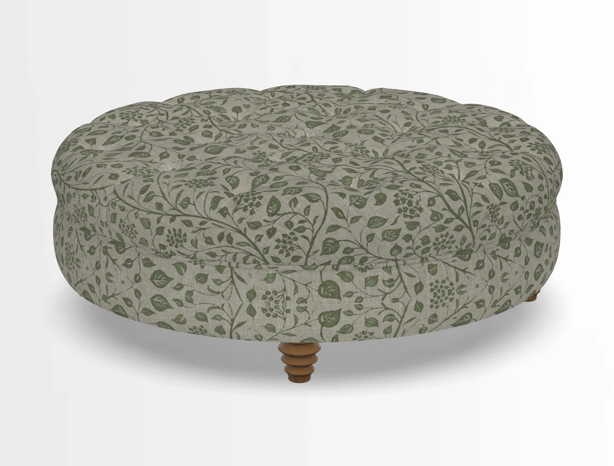 Helmsley Round Footstool in Linwood Omega Velvet Navy